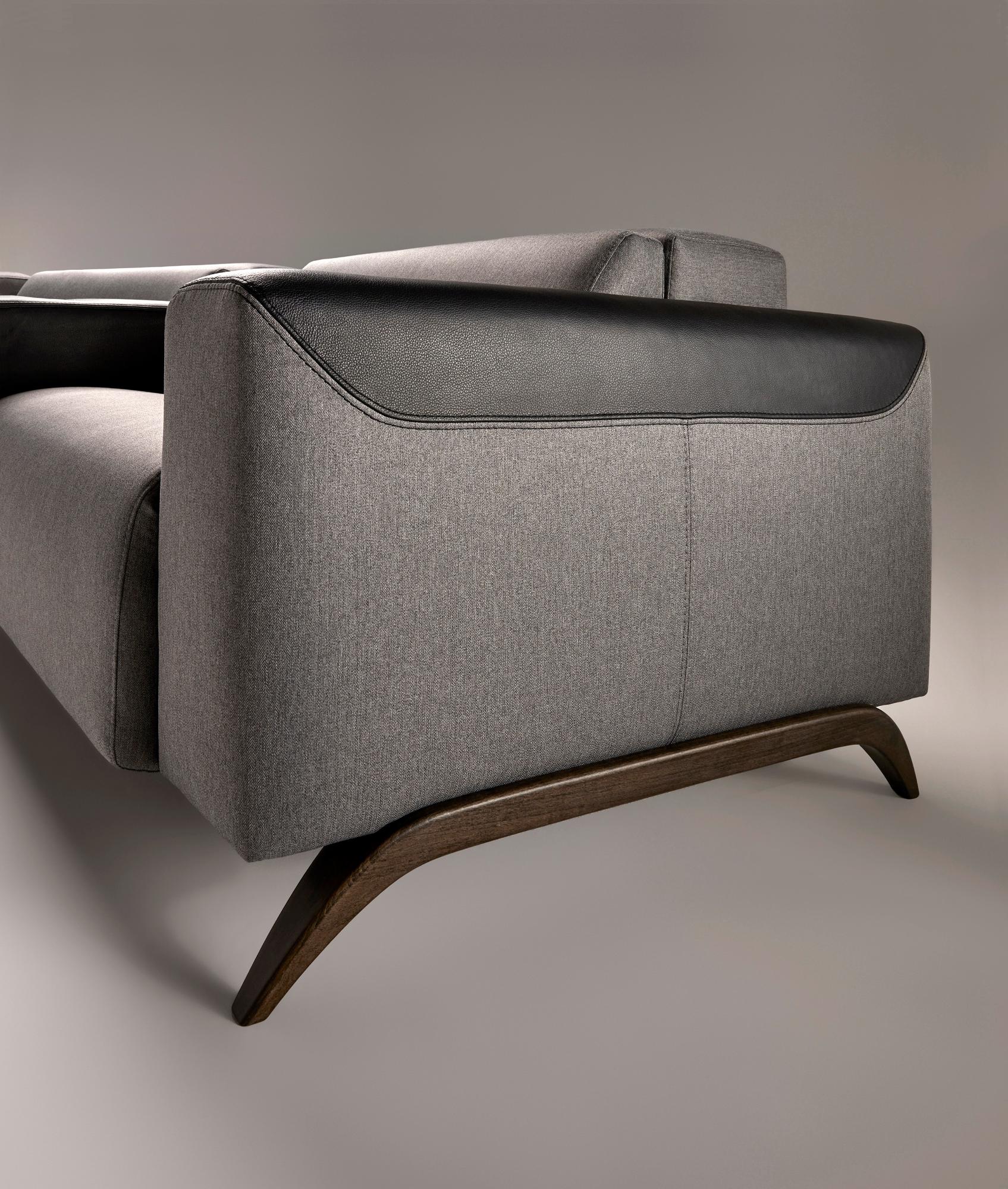 Szara zakrzywiona sofa 3-osobowa Atlanta