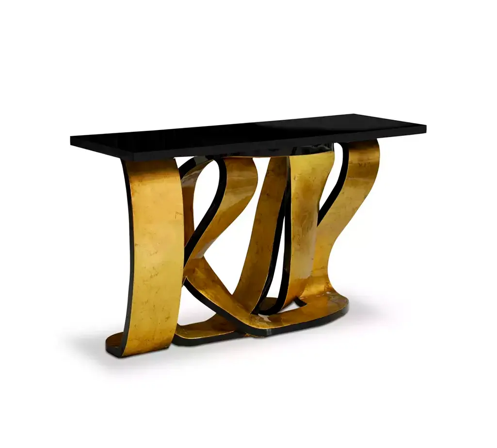 Konsola Ribbon ze złotym liściem