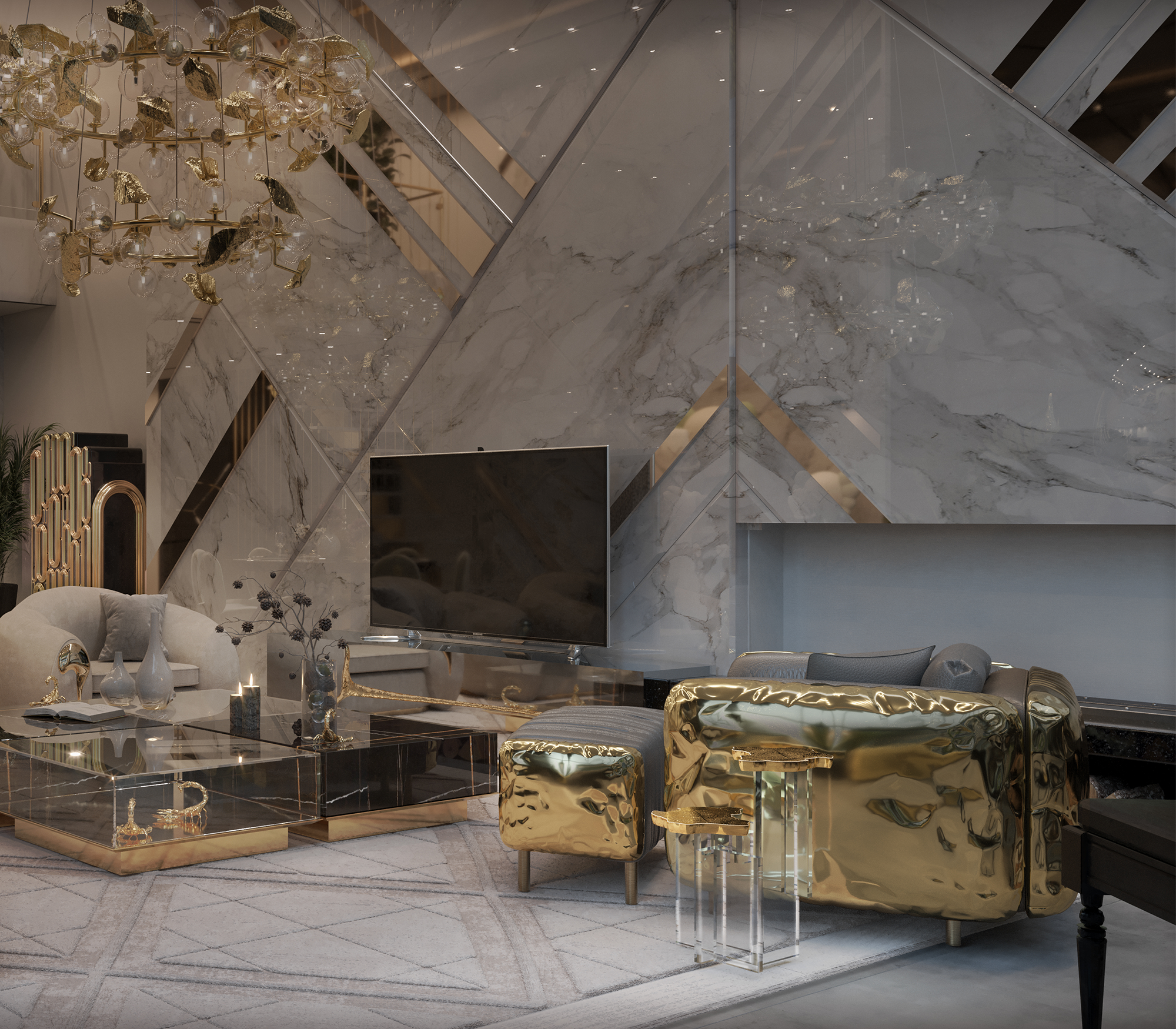 Złoty stolik boczny Orion