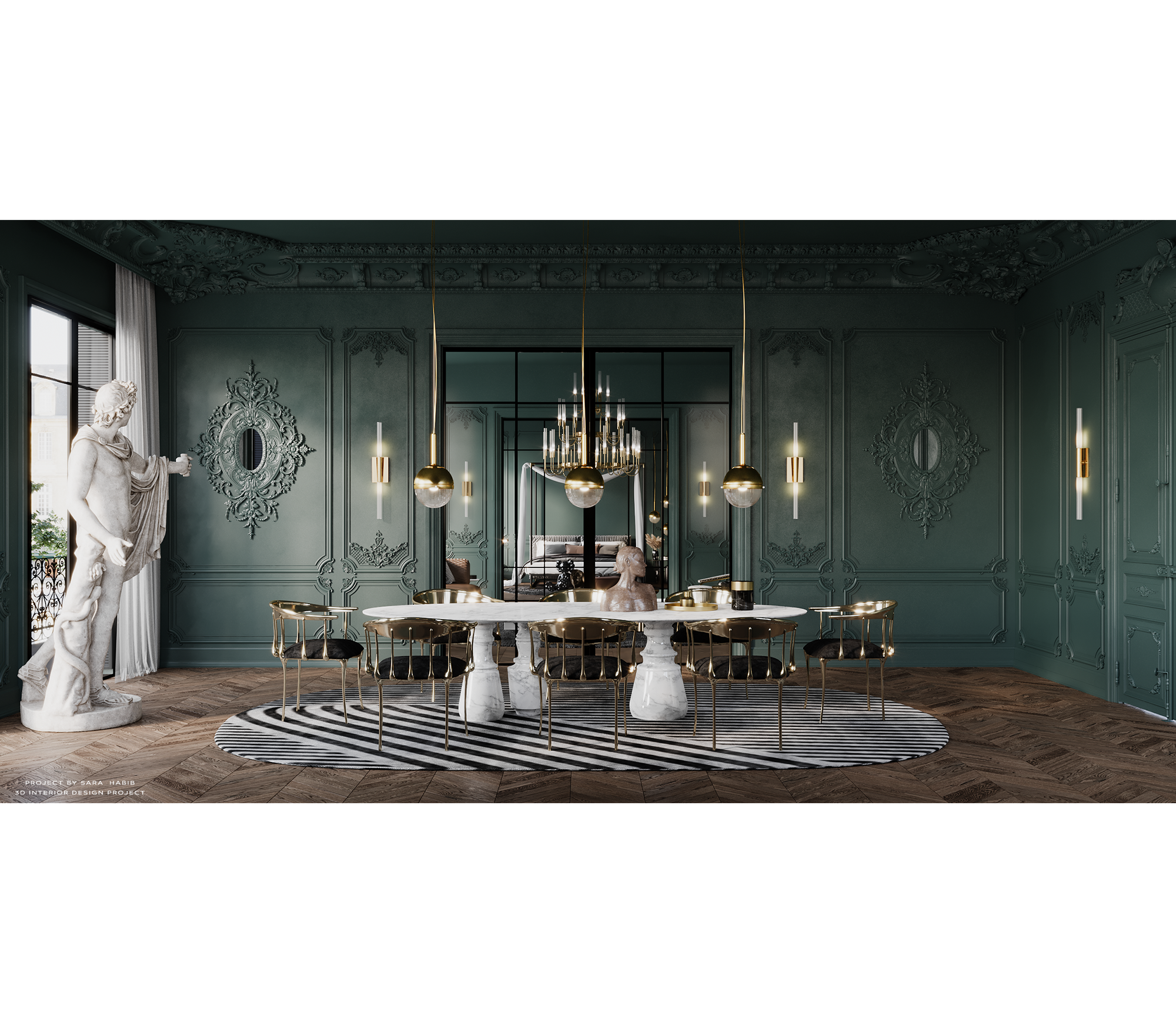 Owalny stół jadalniany XL Obsidian z marmuru Estremoz