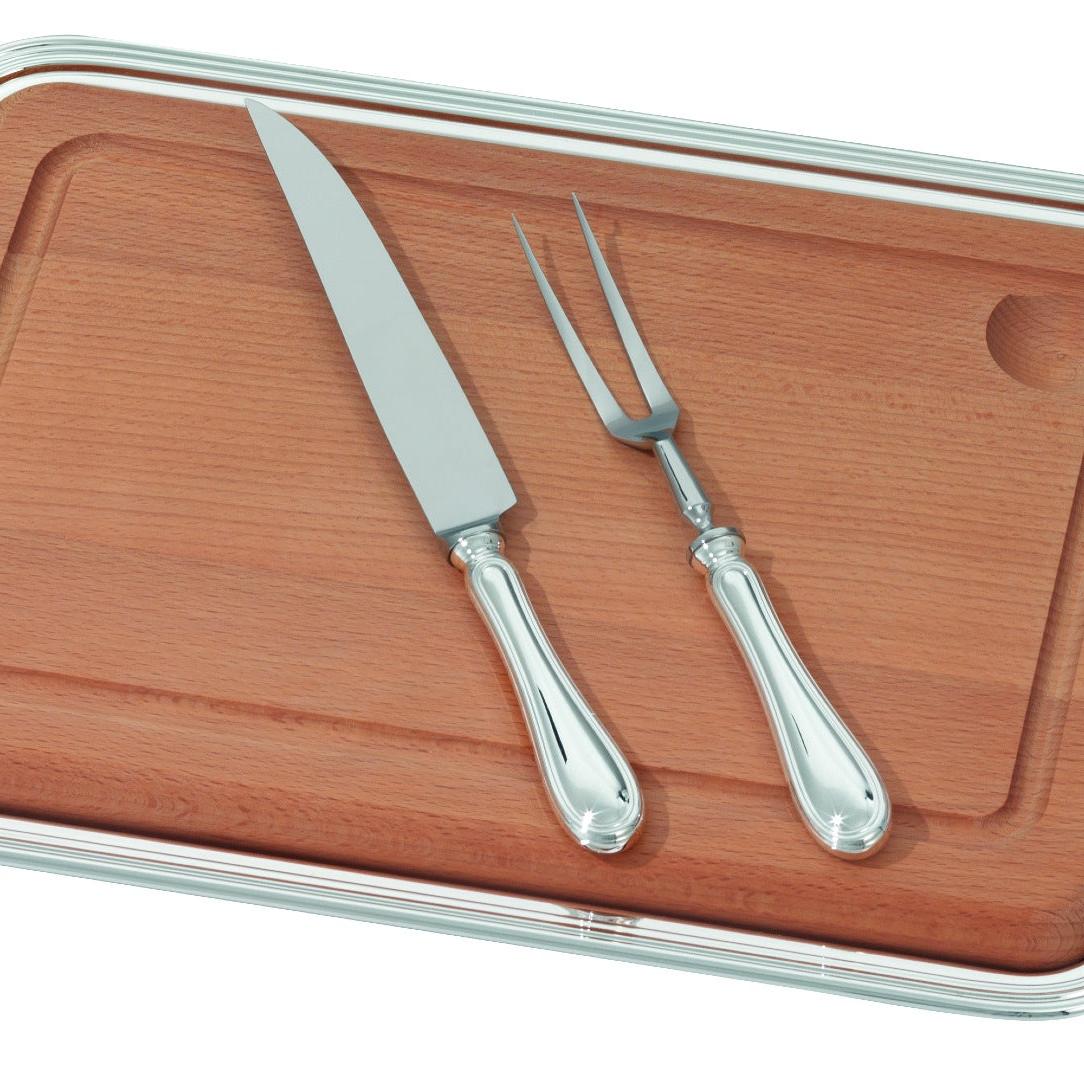 Posrebrzany zestaw do porcjowania z tacą | Konfiguracja: Carving Tray