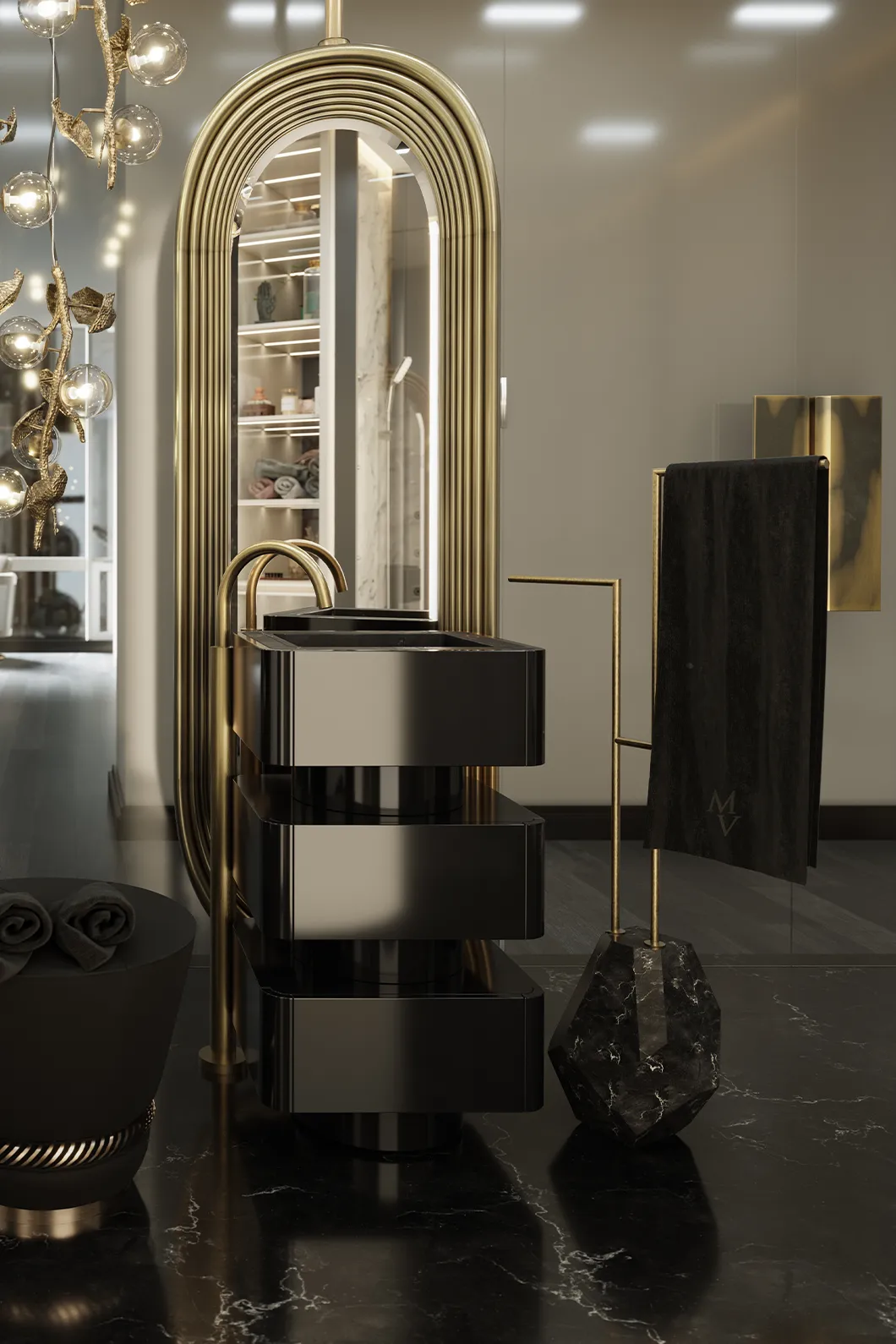 Wieszak na ręczniki Brilliance Black