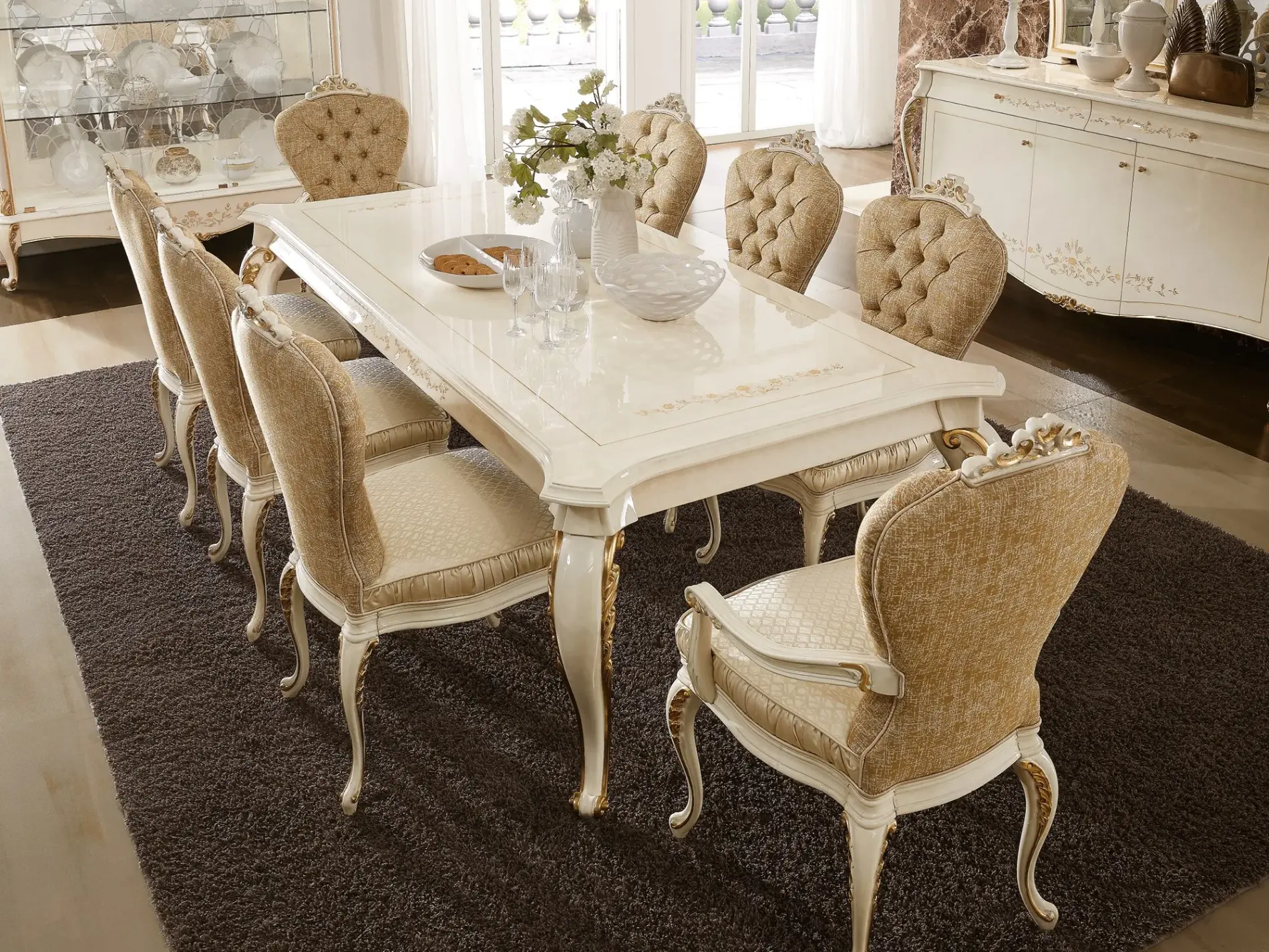 Beżowy włoski stół jadalniany | Wymiary: Szer. 250 × Gł. 120 × Wys. 80 cm