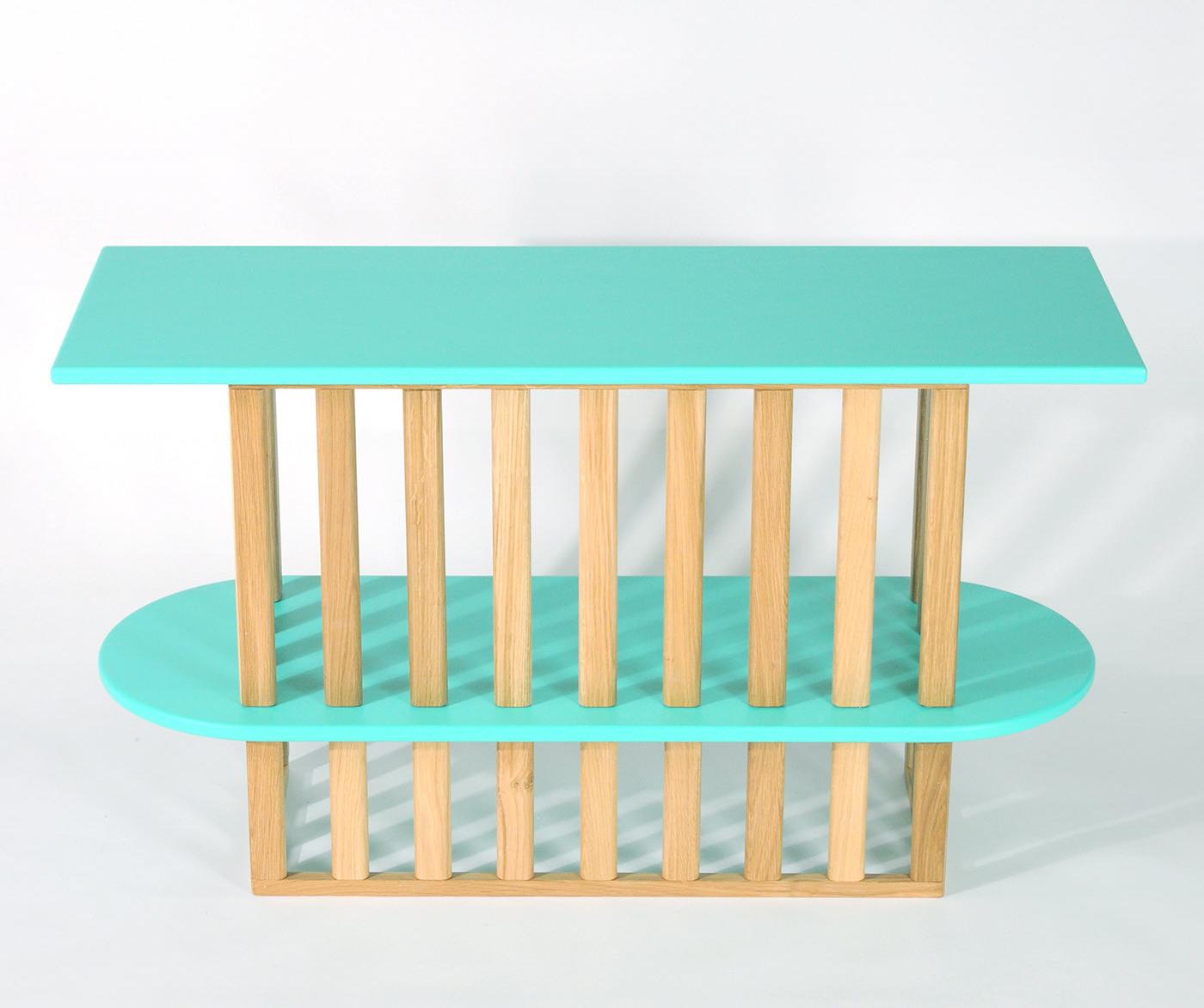 Zielony Dwupiętrowy Regał