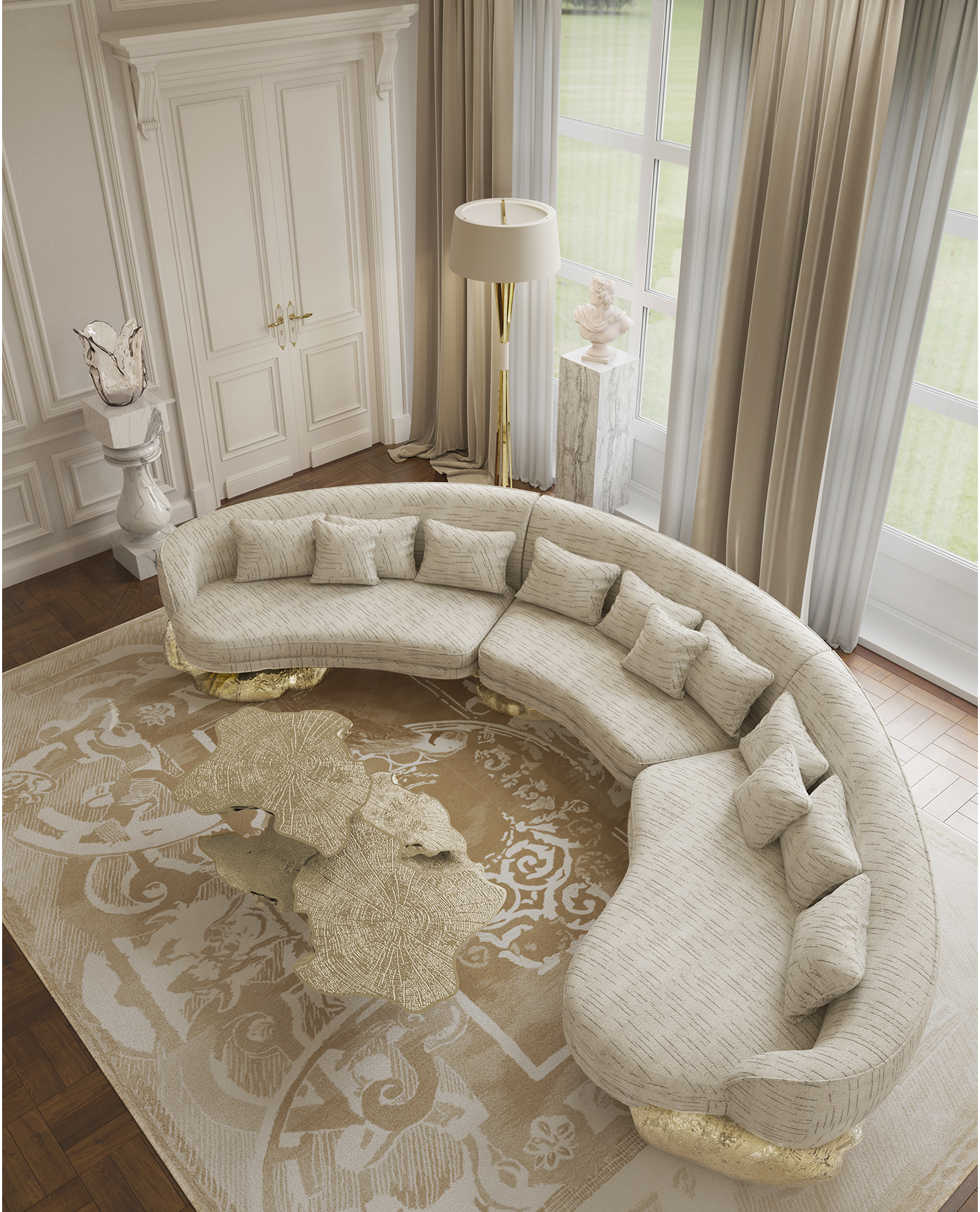Zakładana biała sofa Angora