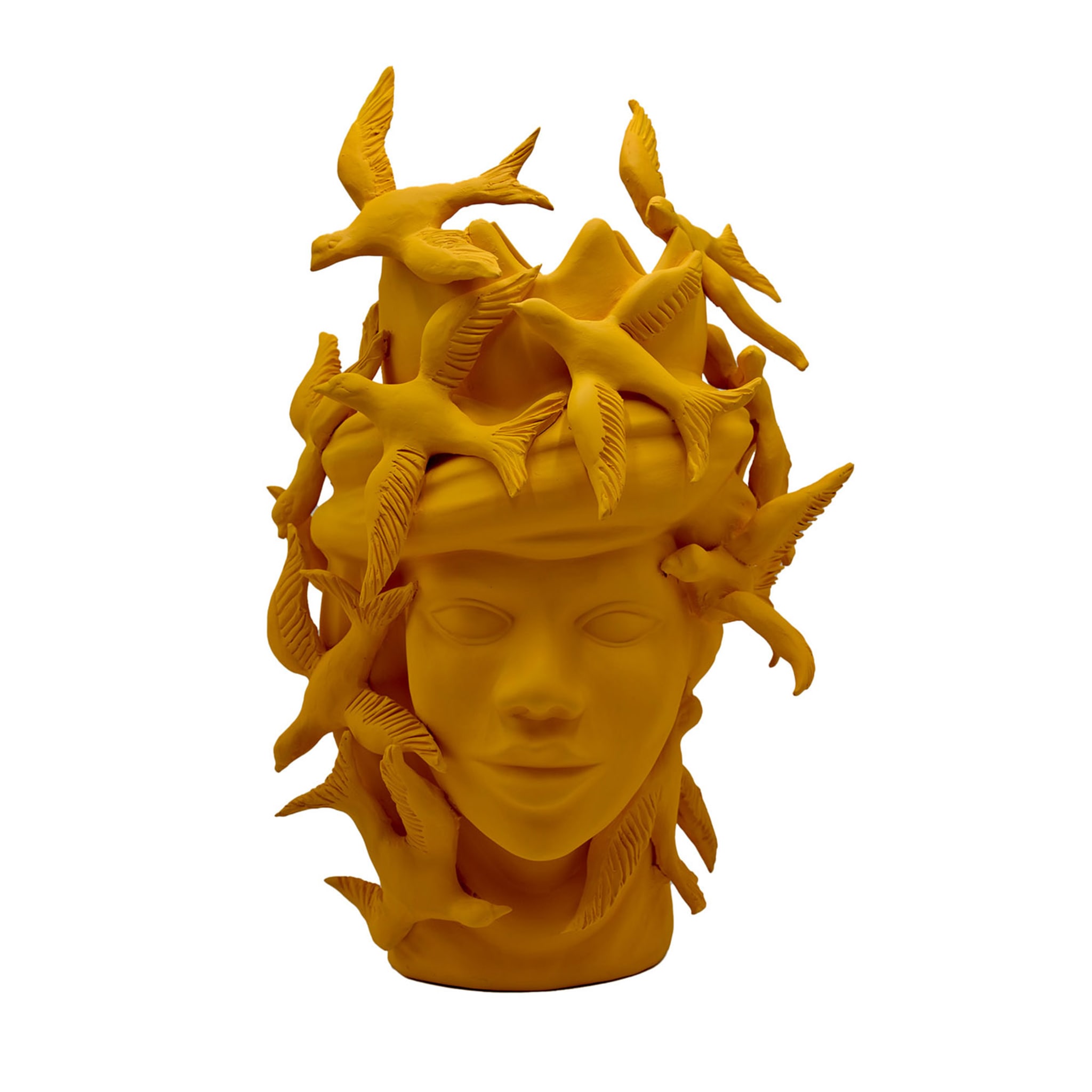 Pomarańczowa rzeźba Głowa Maura