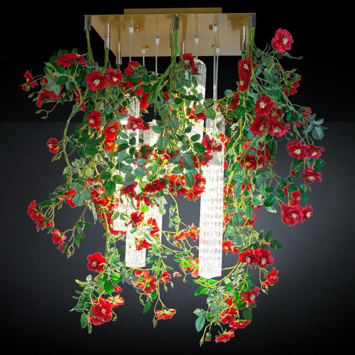 Kwadratowy żyrandol Red Roses