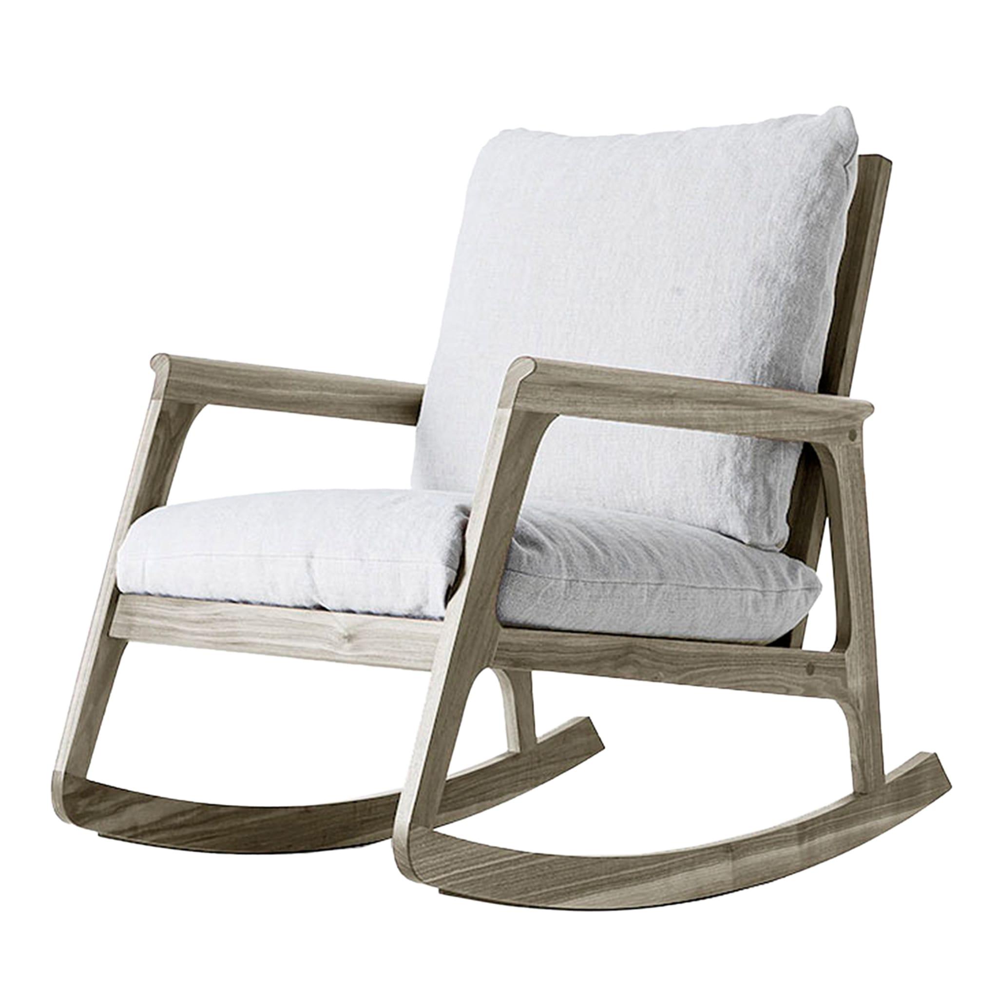 Szary fotel bujany Momento | Tapicerka: Linen UNICO NF184 04