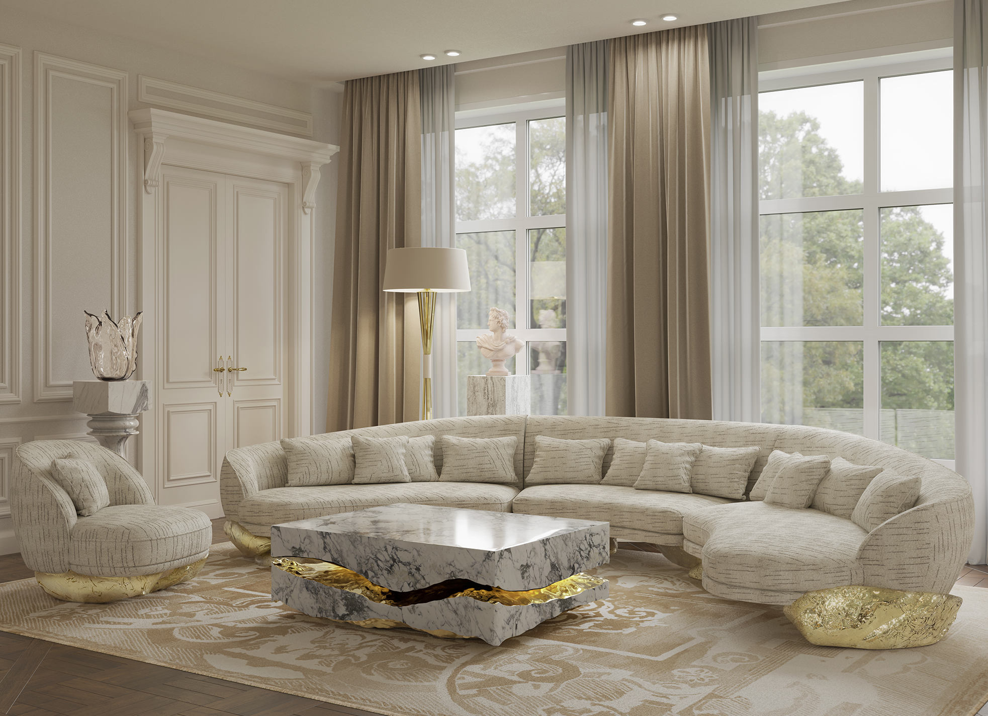 Stolik kawowy Boulder z marmuru Carrara
