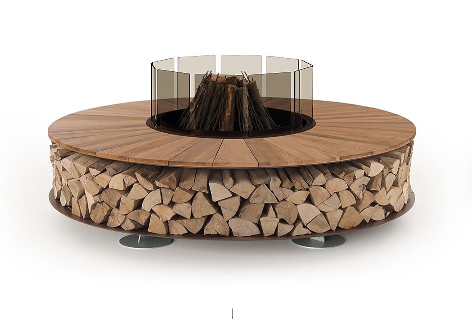 Zero Wood palenisko ogrodowe | Wykończeniowy: Kasztanowe drewno | Wymiary: Ø 300 cm