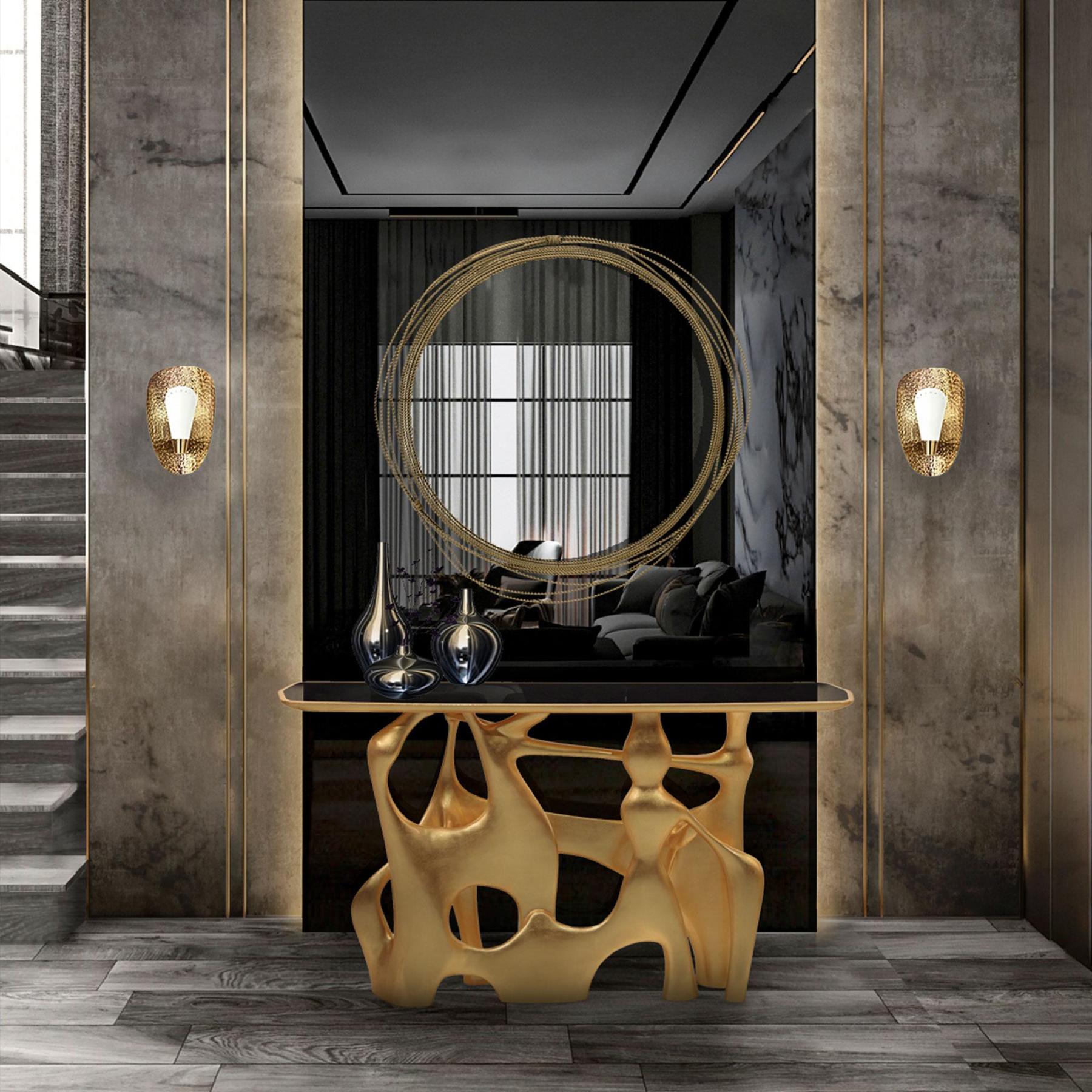 Lustro ścienne okrągłe mosiężne