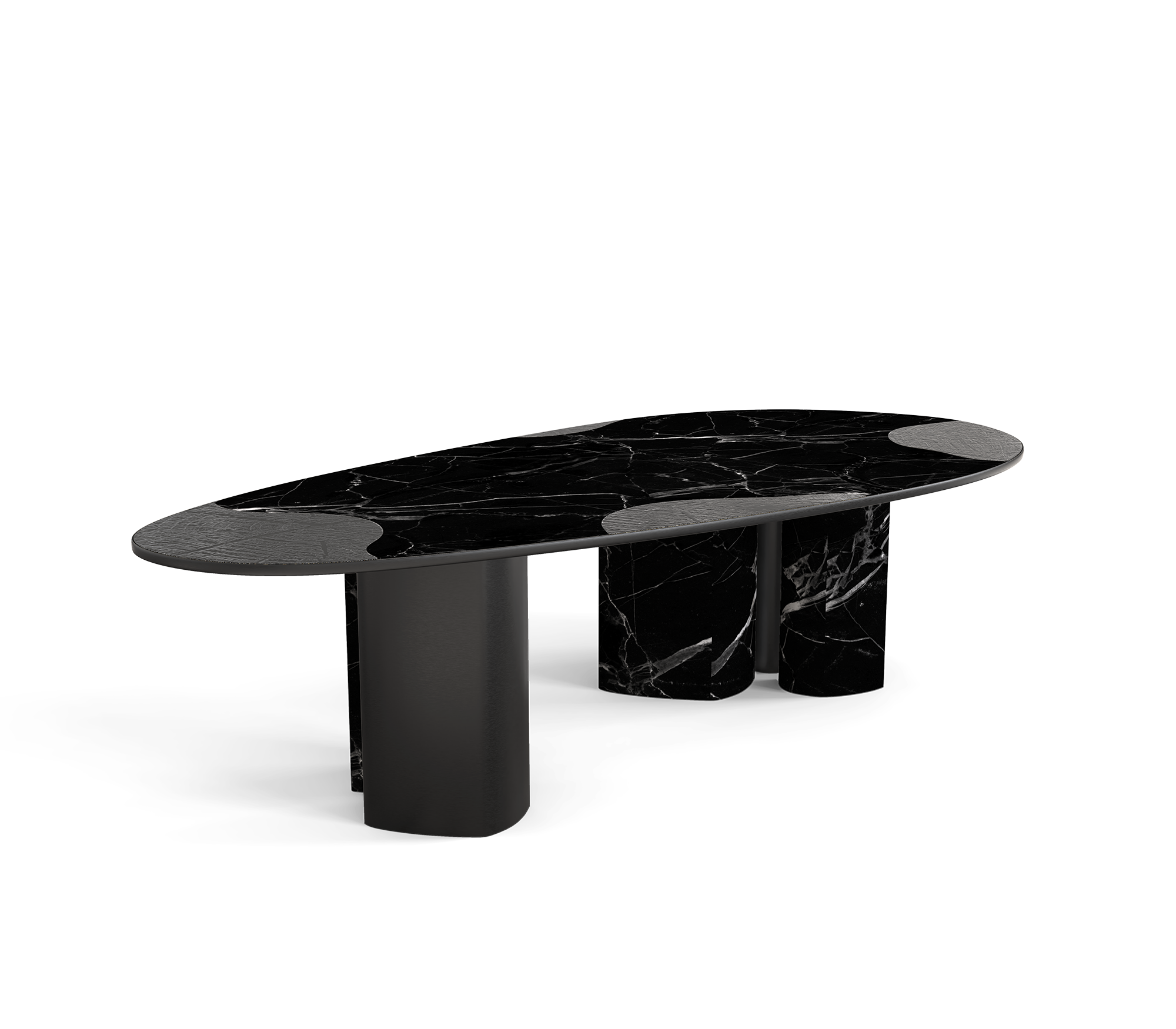Stół jadalniany Athena z marmuru Nero i onyksu