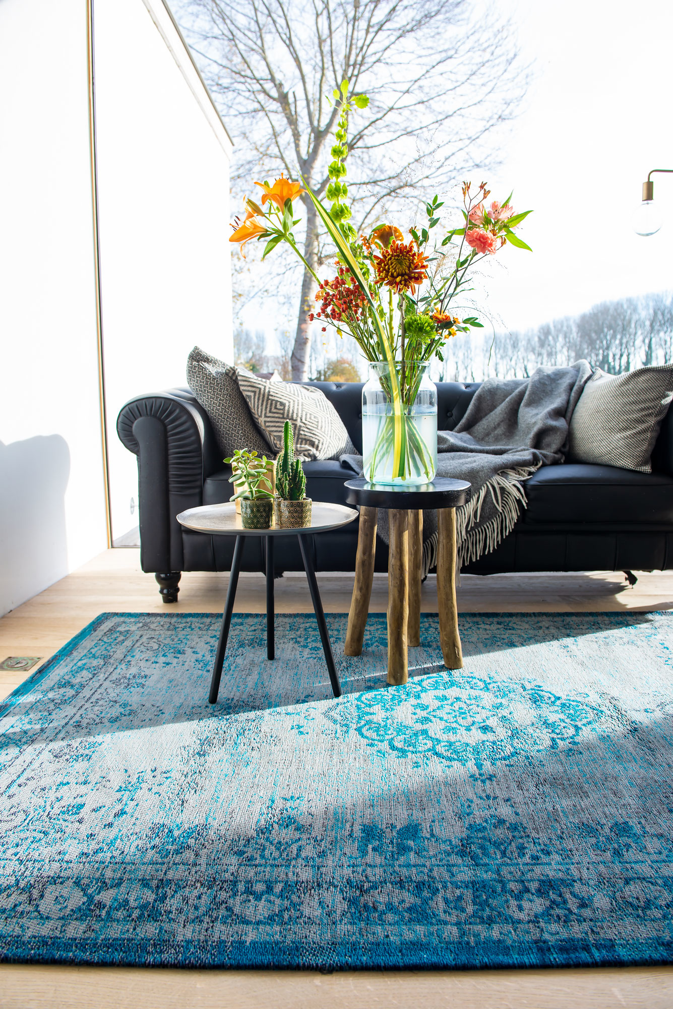 Dywan 8255 Grey Turquoise | Rozmiar: 80 x 150 cm