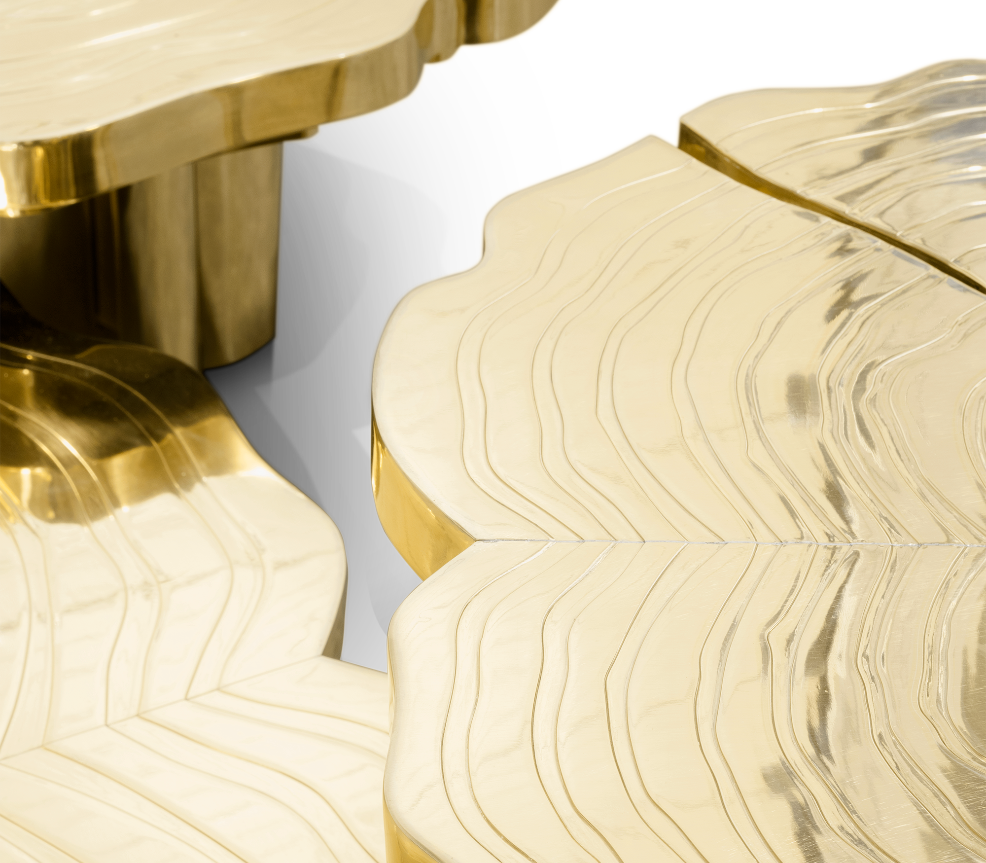 Złoty zestaw stolików kawowych Fortuna, 3-częściowy