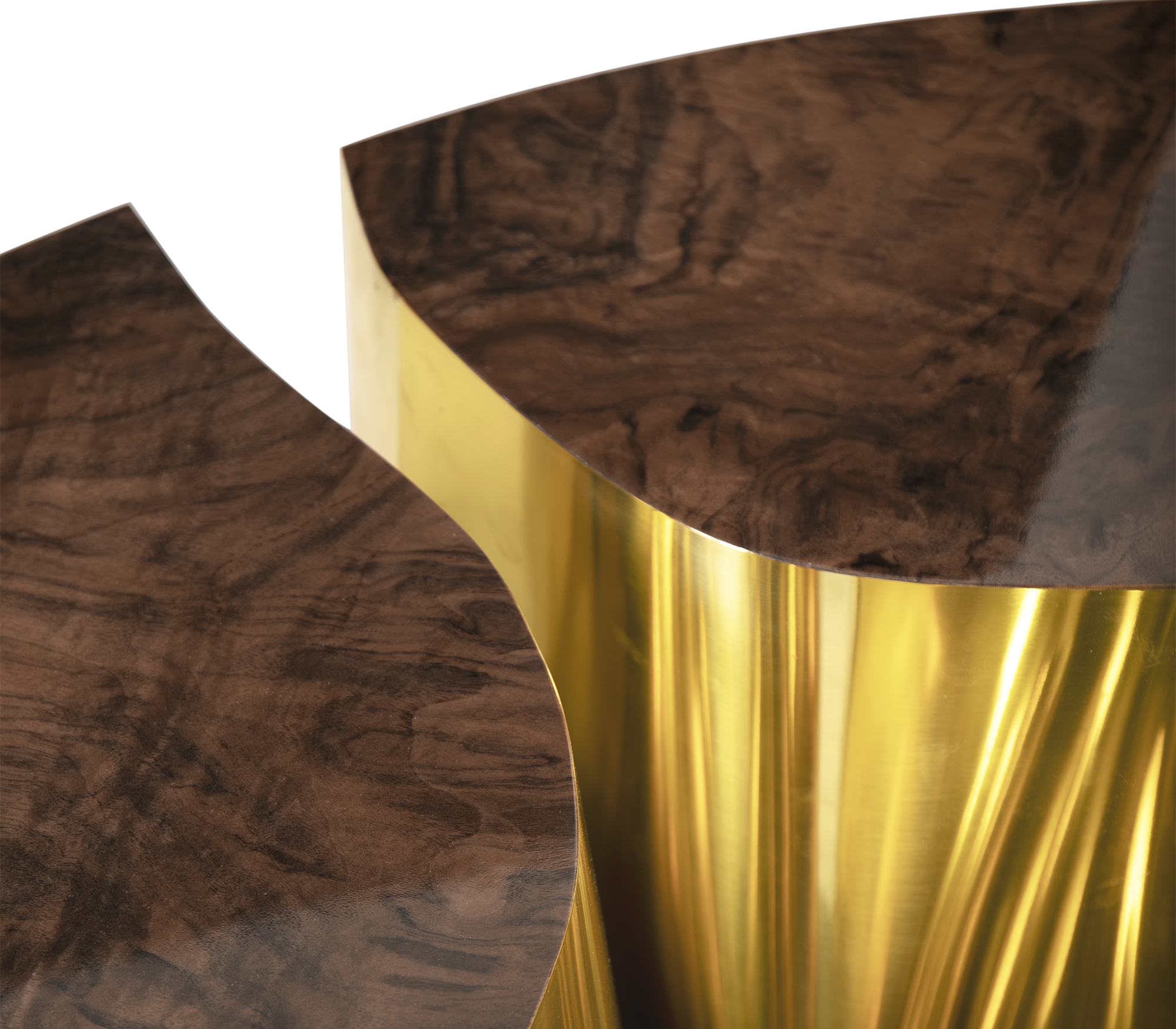 Orzechowy owalny stolik kawowy Fissure