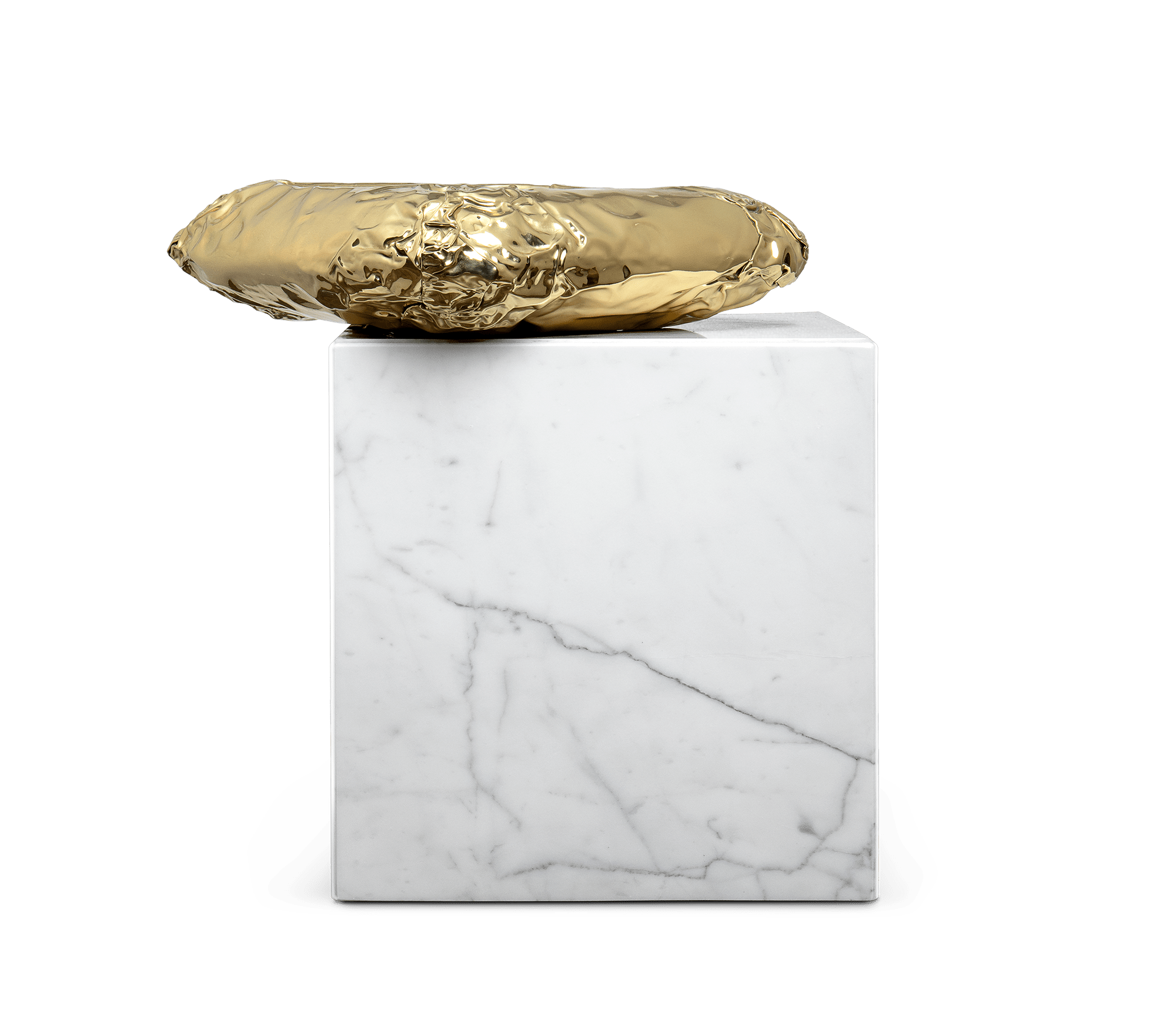 Stolik boczny Megalith z marmuru Carrara