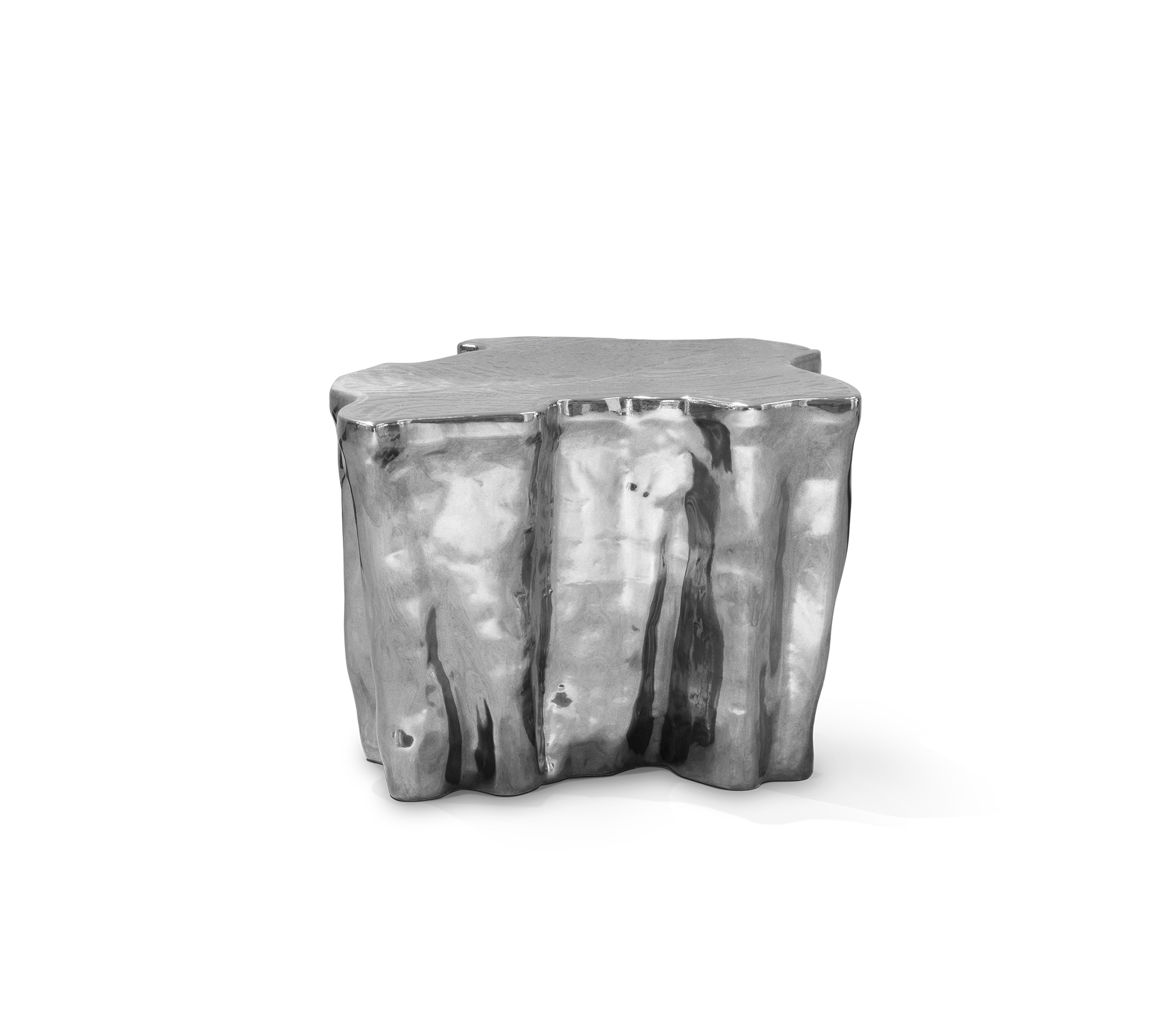 Srebrny ceramiczny stolik boczny Horizon