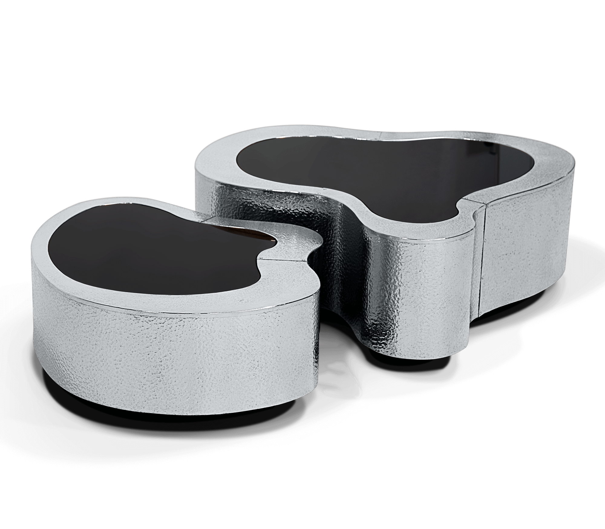 Zestaw stolików Crest z młotkowanej stali nierdzewnej