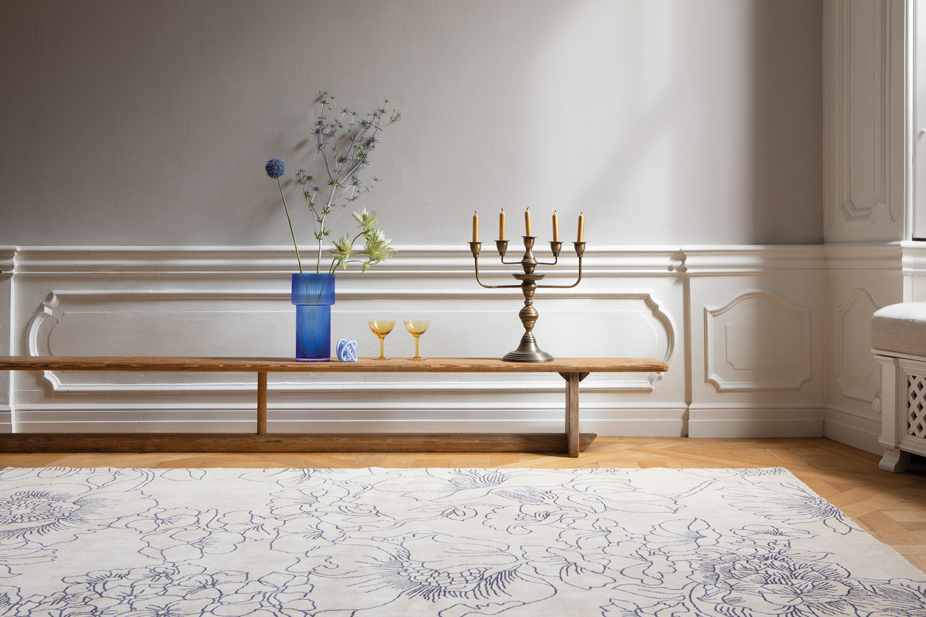 Dywan Linear Floral Blue 162508 | Rozmiar: 250 x 350 cm