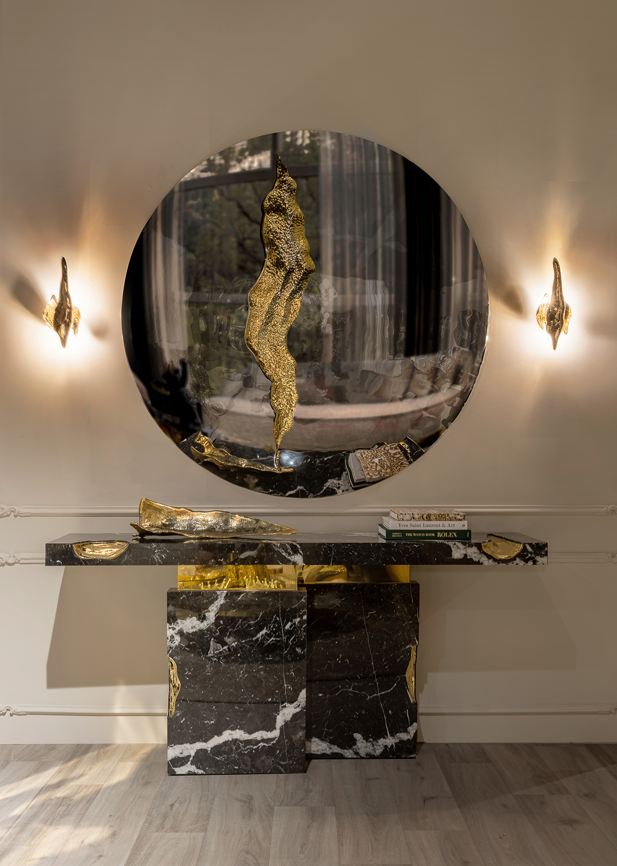 Konsola Dominion z marmuru Nero Marquina