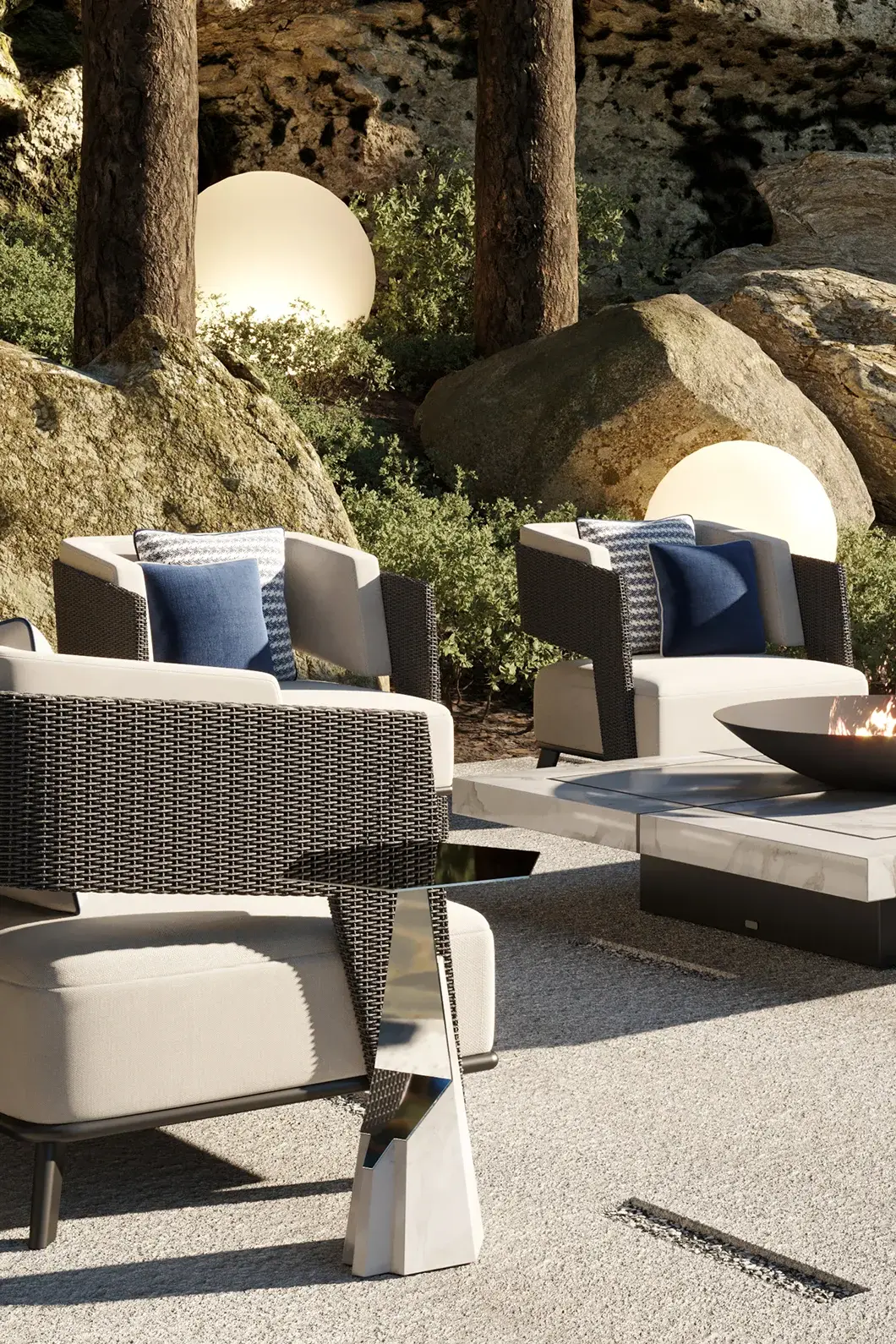 Szary stolik boczny ogrodowy Halo - 1