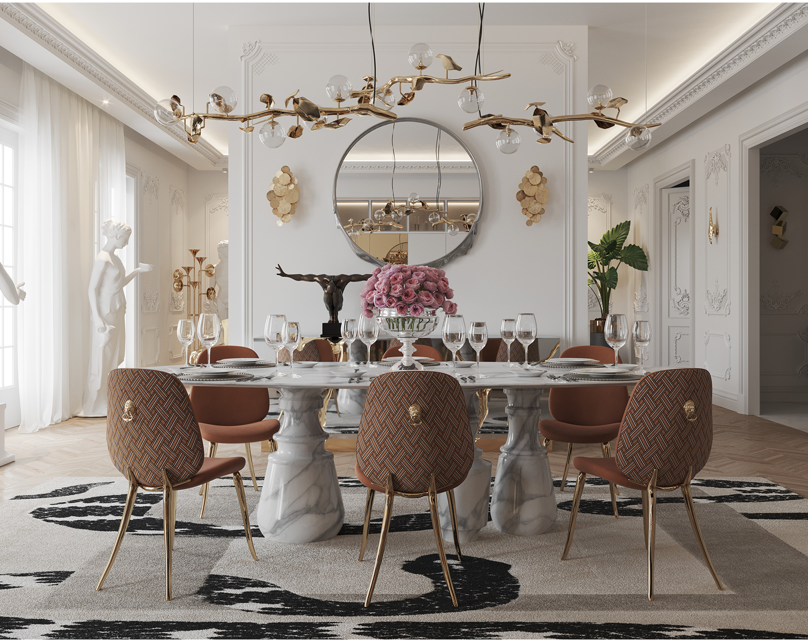 Owalny stół jadalniany XL Obsidian z marmuru Estremoz