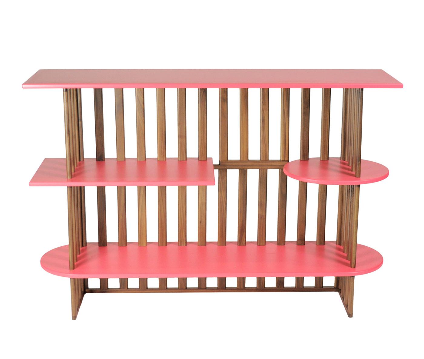Różowy Trójpiętrowy Regał