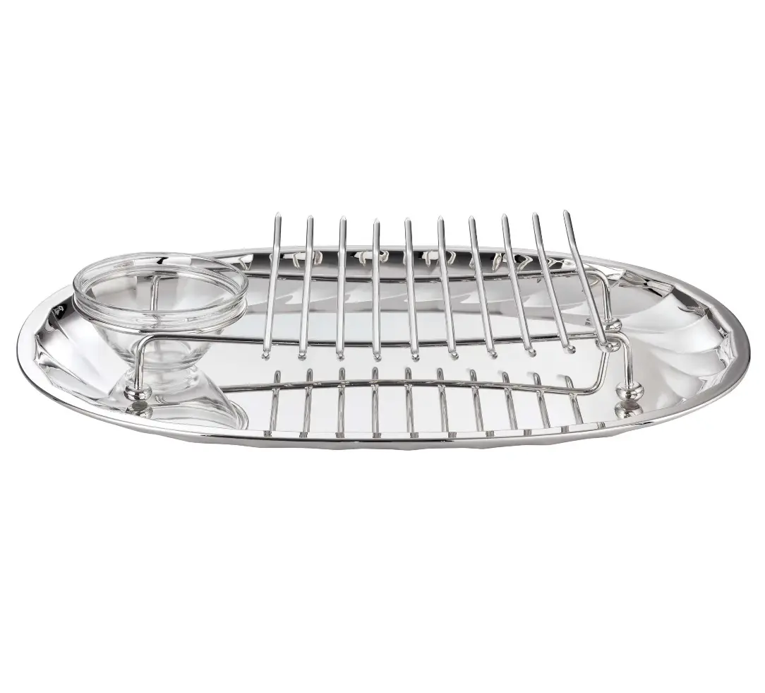 Posrebrzany zestaw do porcjowania z miską