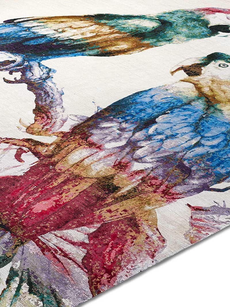 Dywan Two Parrots Rainbow on White