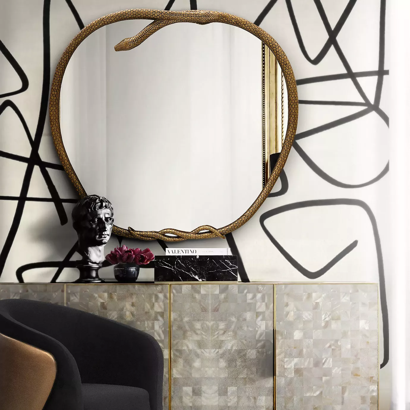 Lustro Serpentine w kształcie jabłka