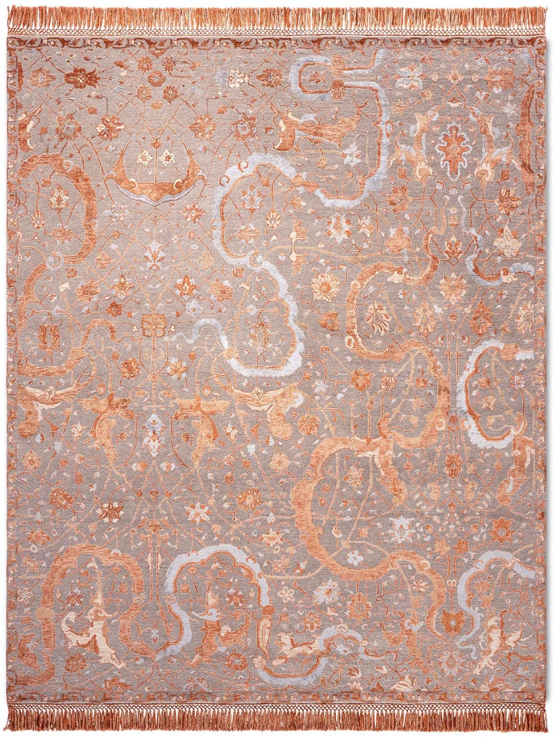Dywan Tabriz CopperOrange on NaturalGrey