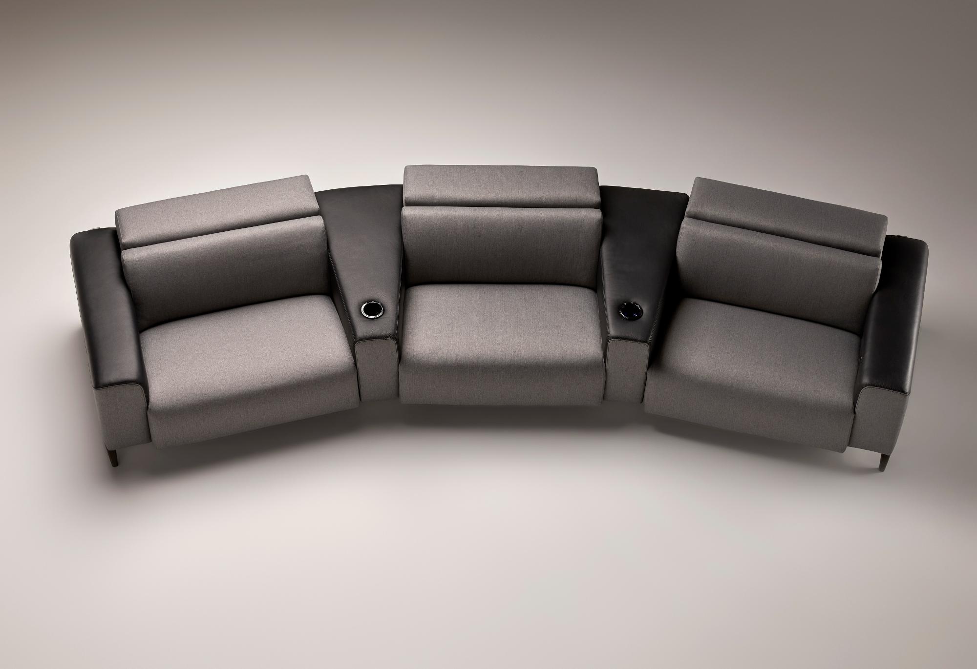 Szara zakrzywiona sofa 3-osobowa Atlanta