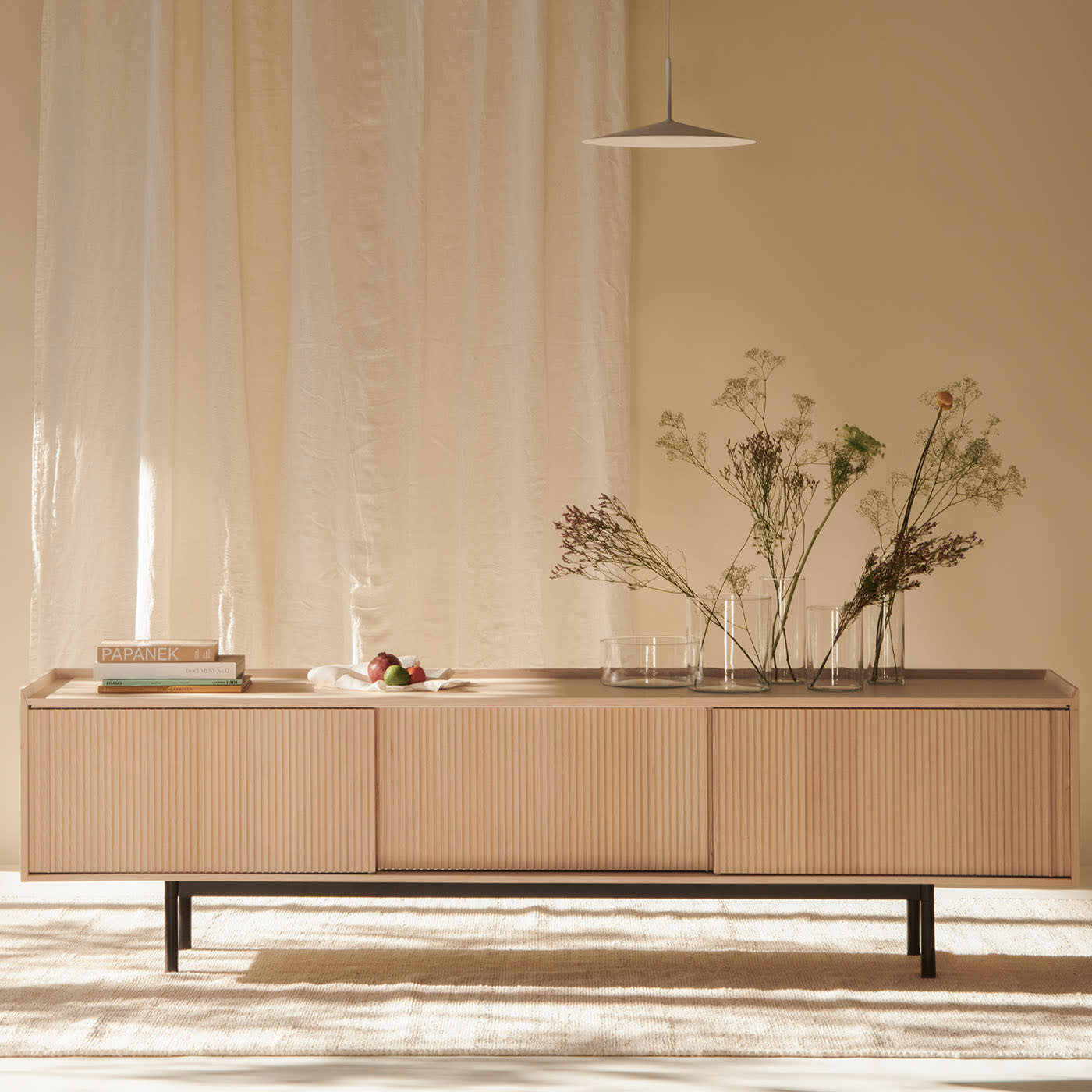 Naturalny kredens Sipario, 3-drzwiowy | Wymiary: Height 63 cm