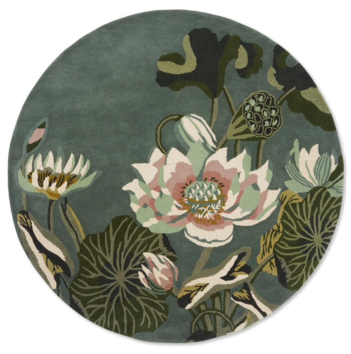 Dywan Okrągły Waterlily Midnight Pond 38608 | Rozmiar: Ø 150 cm
