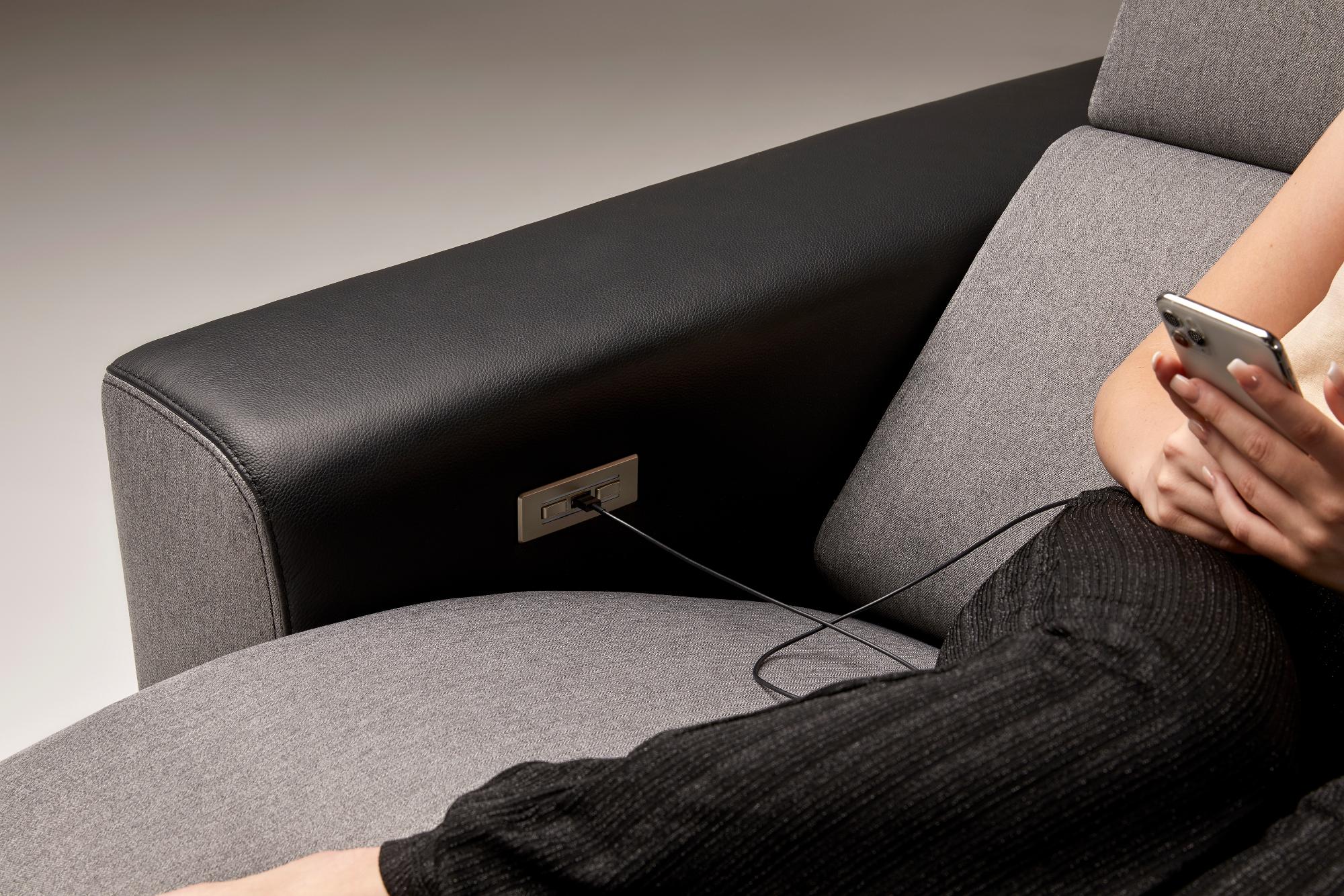 Szara zakrzywiona sofa 3-osobowa Atlanta
