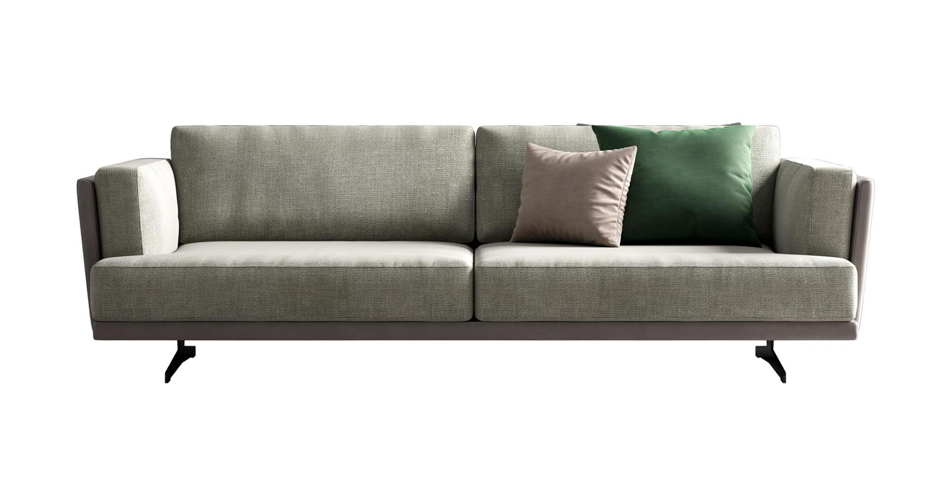 Sofa z tkaniny i skóry 255 cm