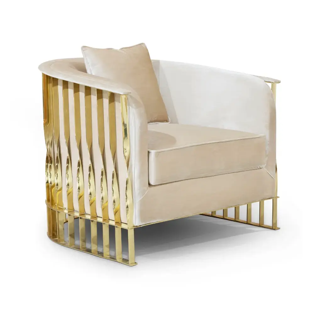 Fotel Solene z polerowanego mosiądzu