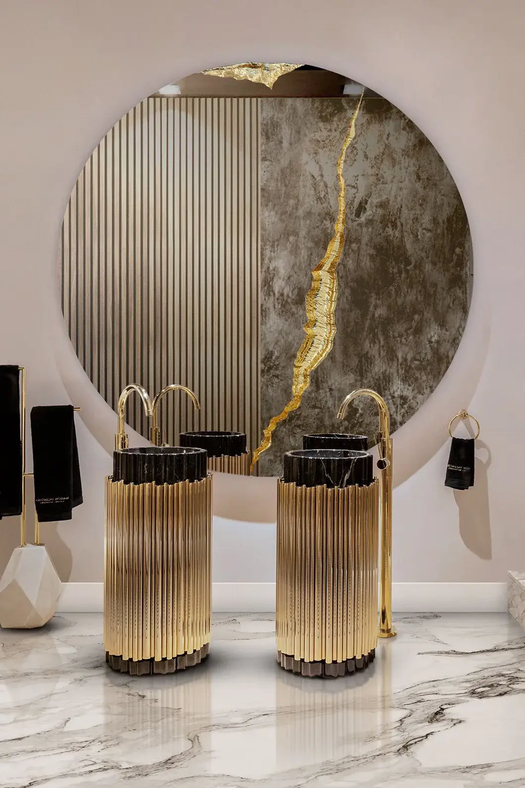 Umywalka wolnostojąca Harmony Black / Gold