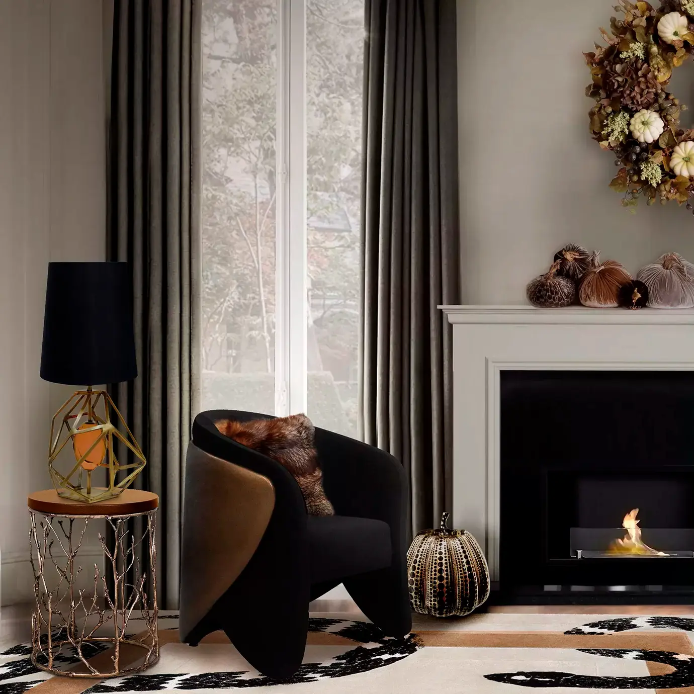 Stolik boczny Elowen z syntetycznej skóry