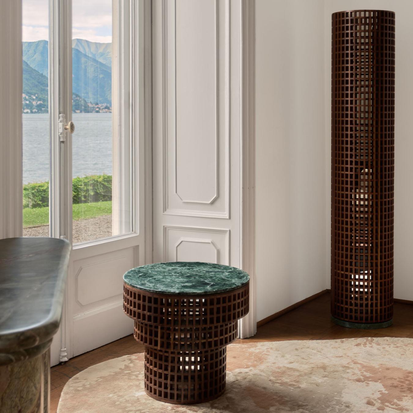 Lustro Podłogowe z Orzecha i Marmuru