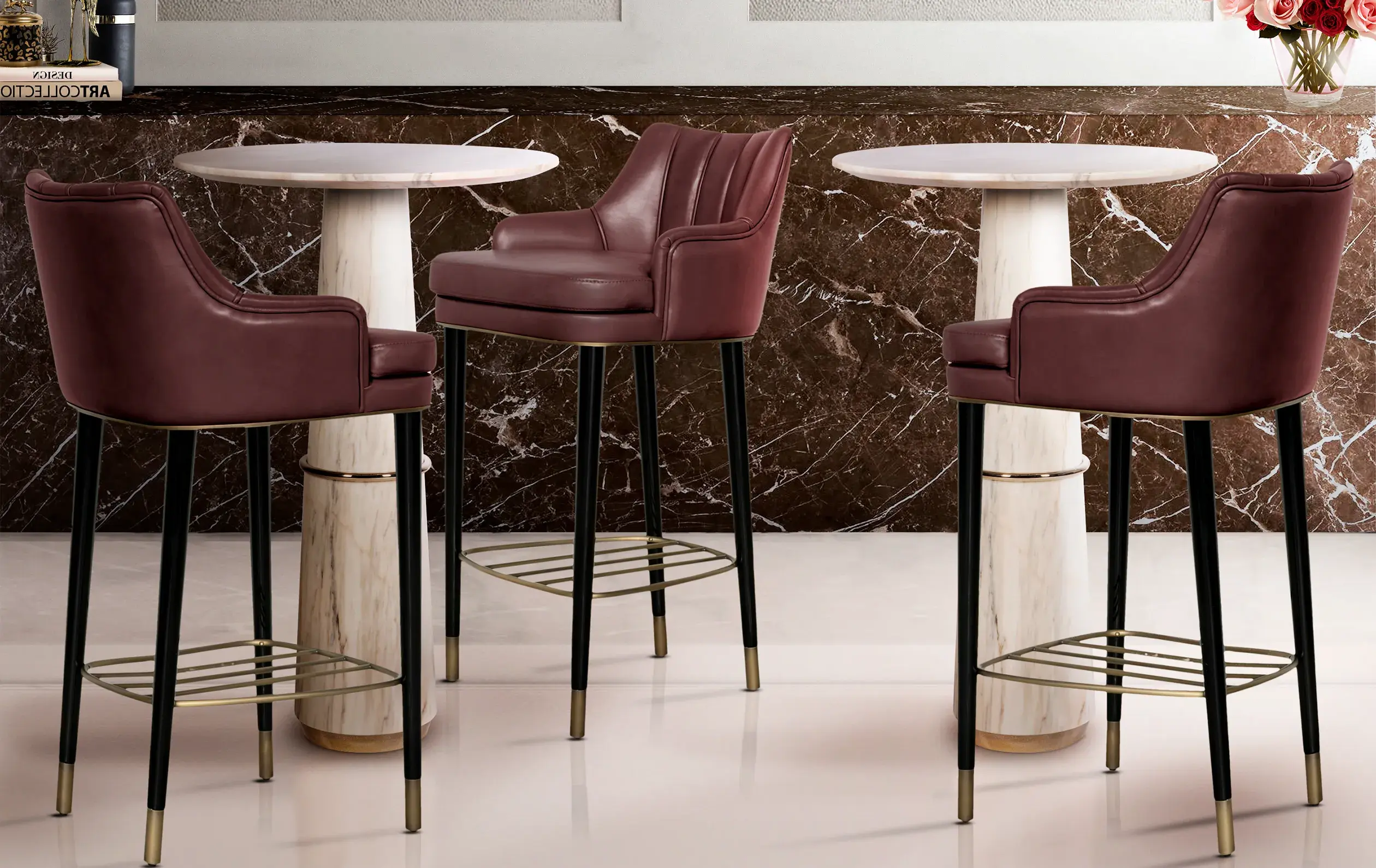 Stolik barowy z marmurowym blatem - 1