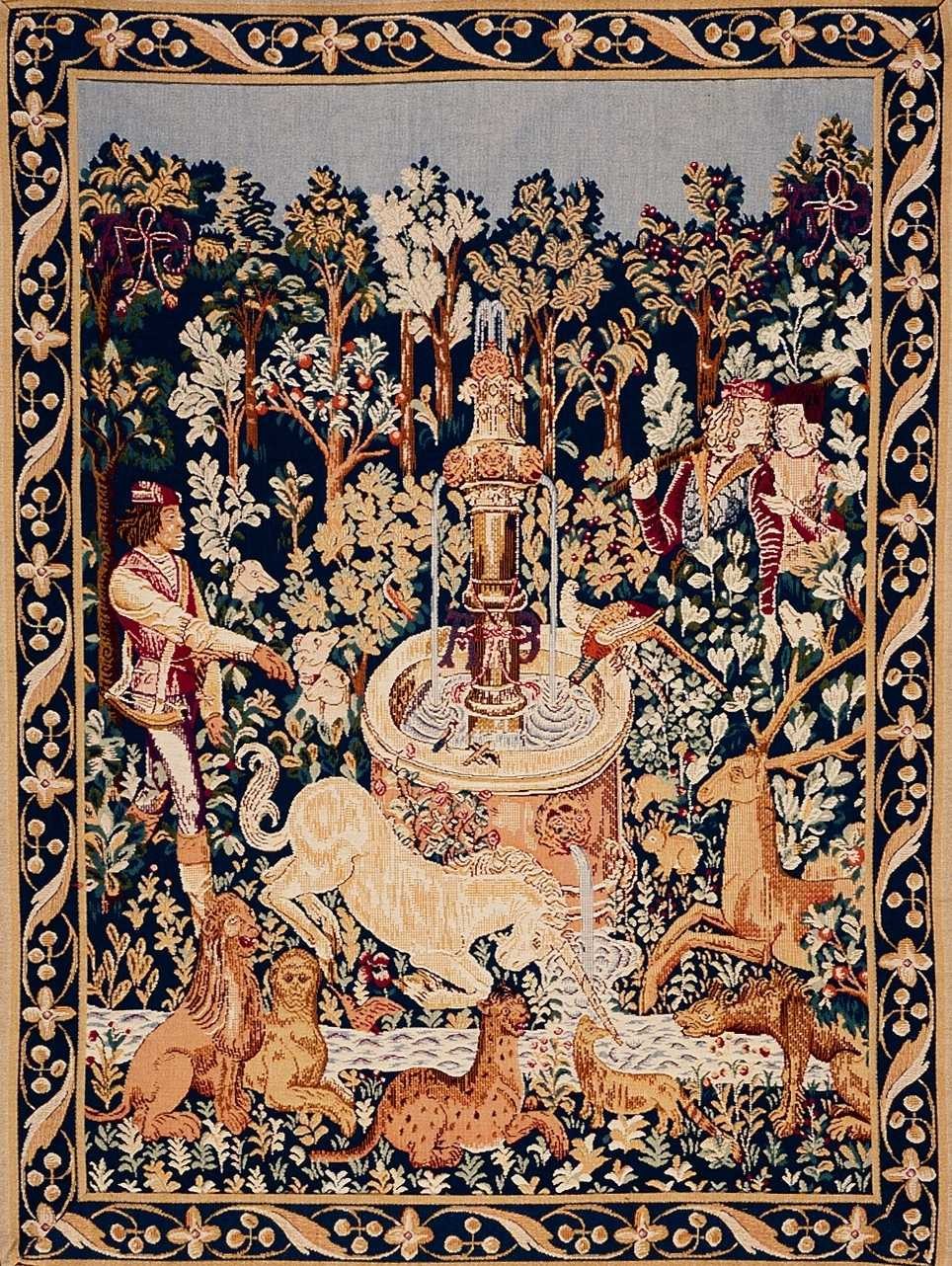 Gobelin Unicorn at the Fountain with Border