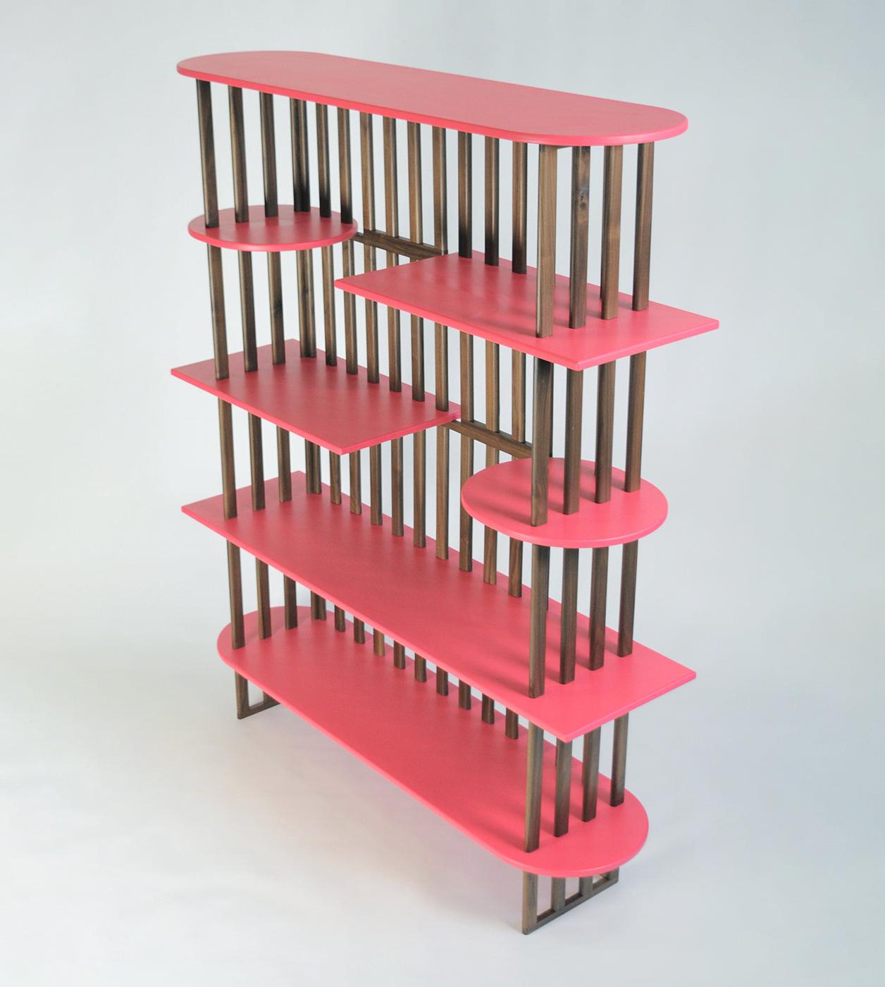 Różowy Pięciopiętrowy Regał