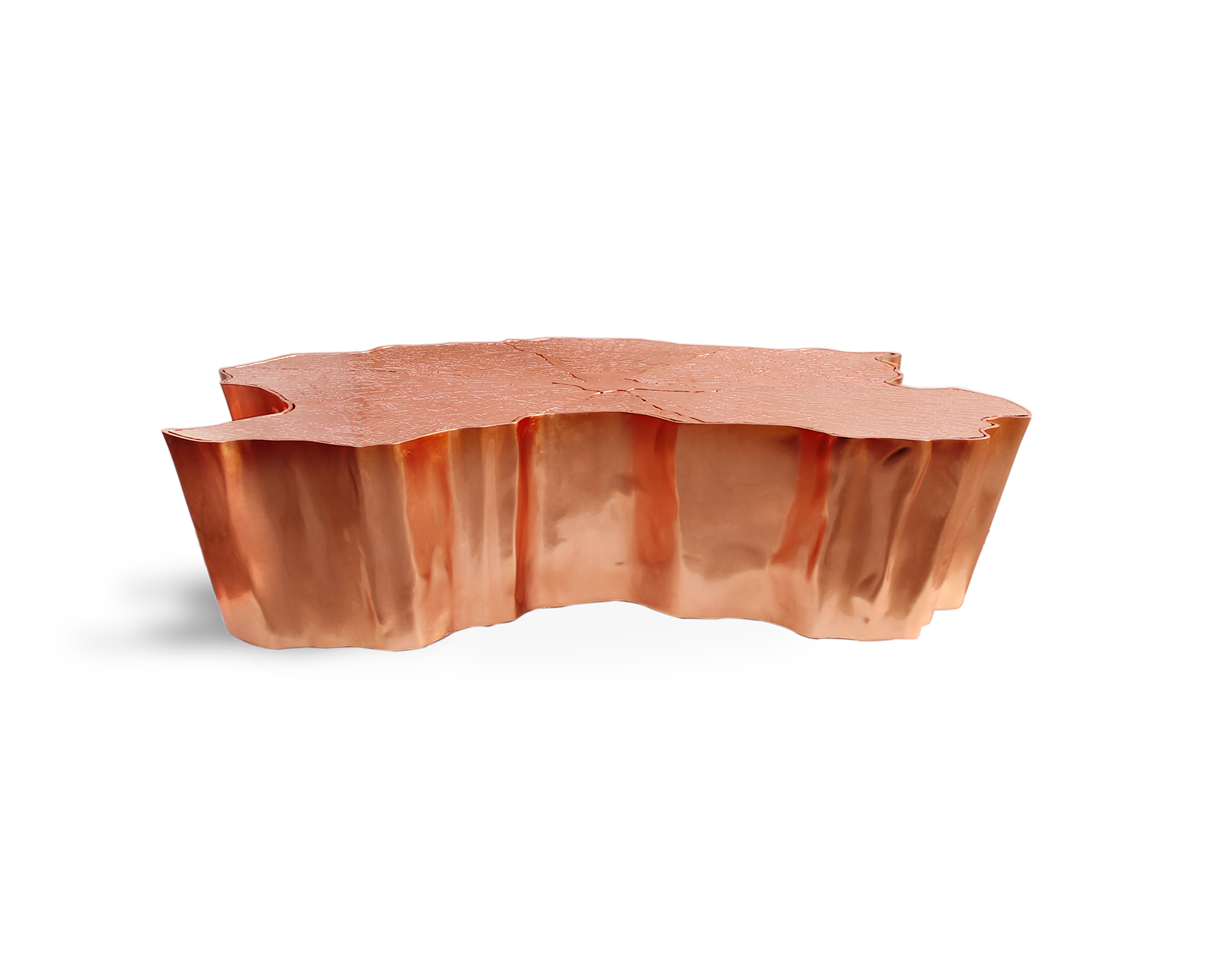 Miedziany stolik kawowy Paradise | Wymiary: Szer. 138 x Gł. 95 x Wys. 36 cm