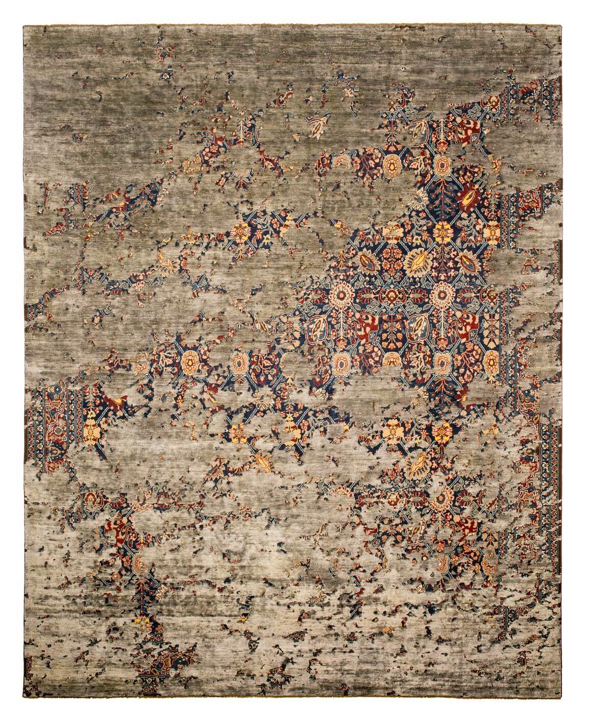 Dywan Tabriz Canal Aerial Navyblue Darkgrey Silk | Rozmiar: 250 x 300 cm