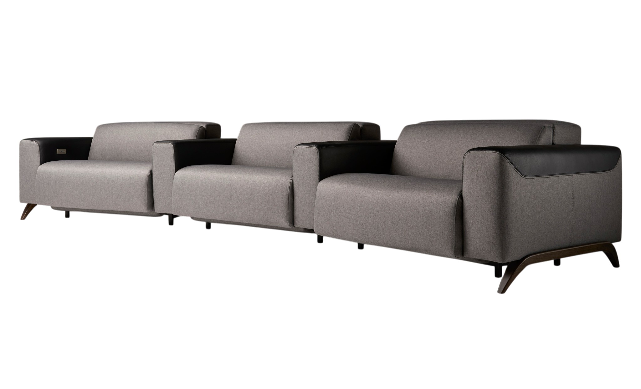 Szara zakrzywiona sofa 3-osobowa Atlanta