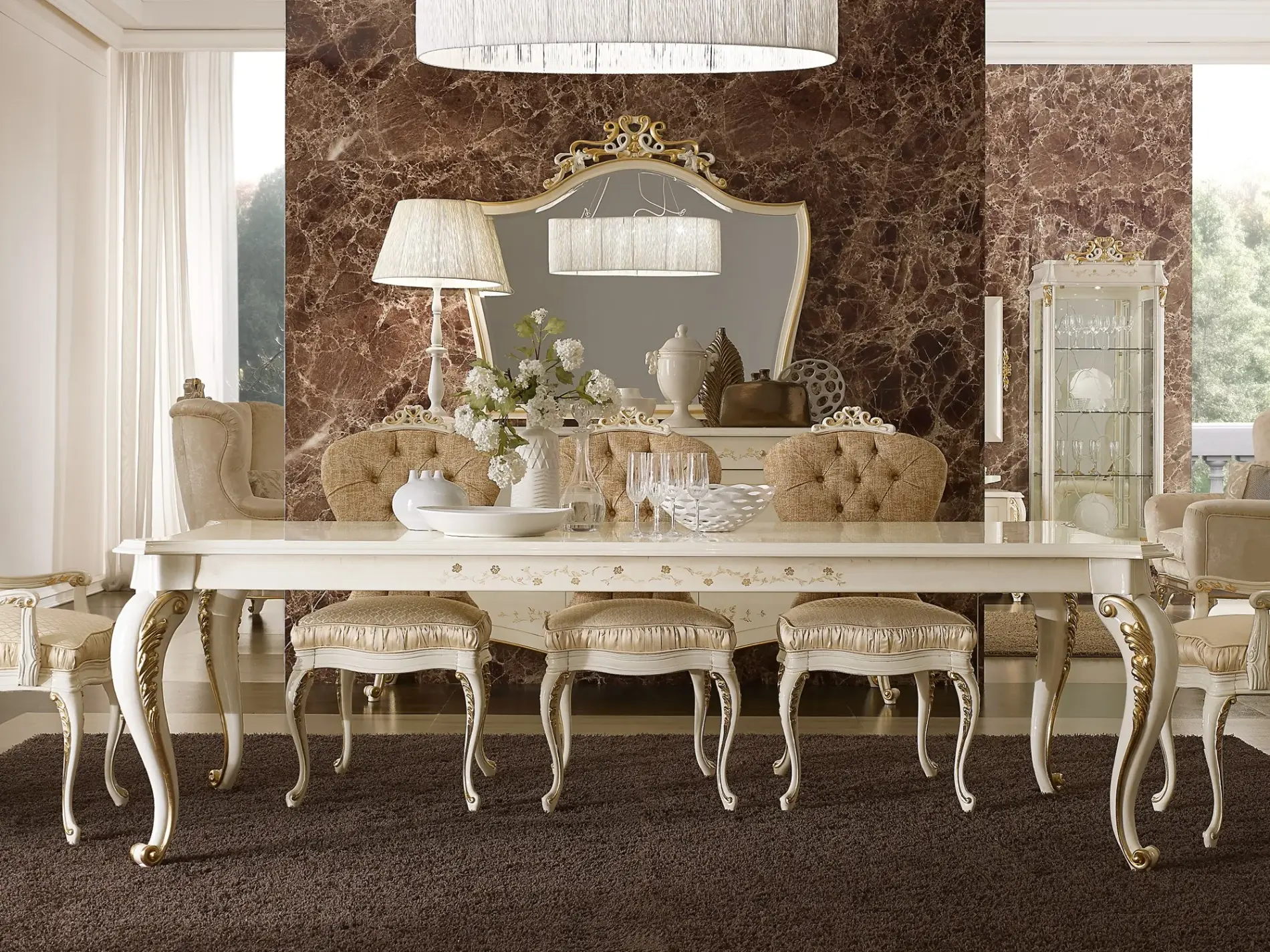 Beżowy włoski stół jadalniany | Wymiary: Szer. 250 × Gł. 120 × Wys. 80 cm