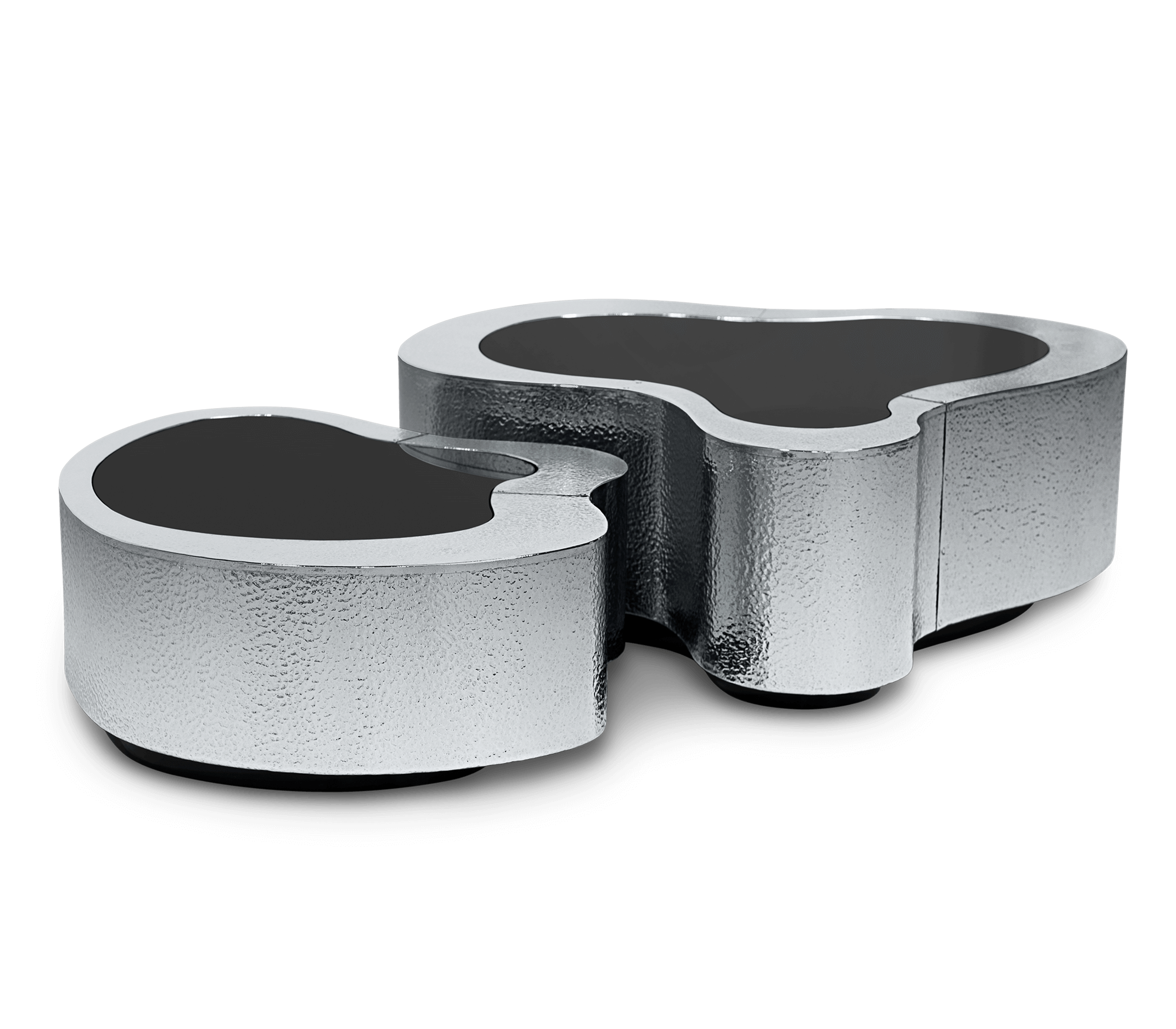 Zestaw stolików Crest z młotkowanej stali nierdzewnej