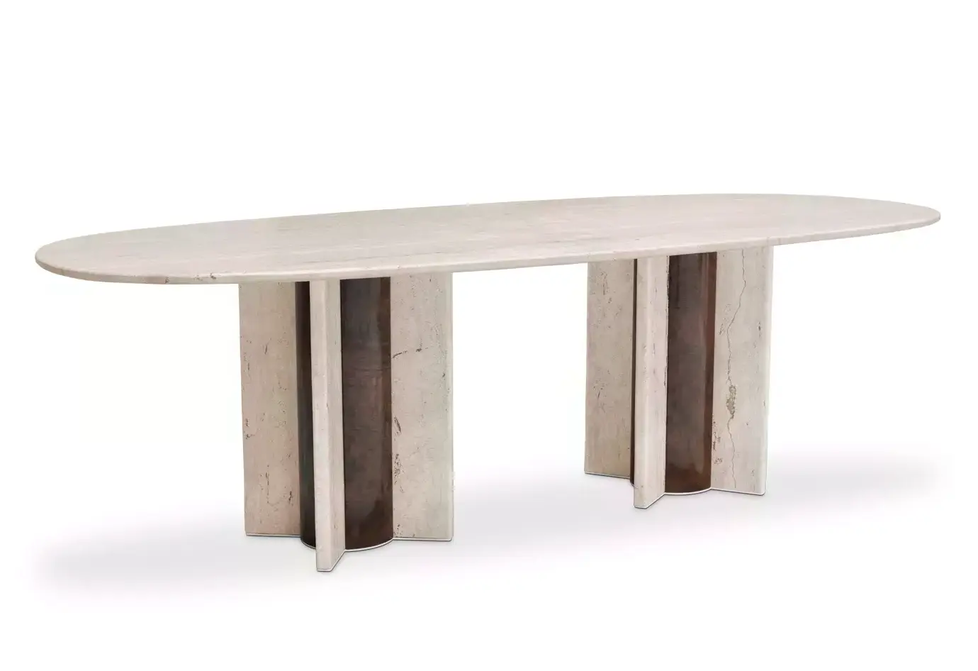 Owalny stół jadalniany Parisian z marmuru trawertynowego