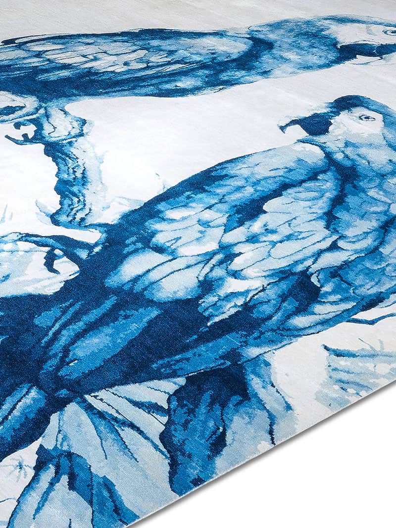 Dywan Two Parrots PorcelainBlue on White
